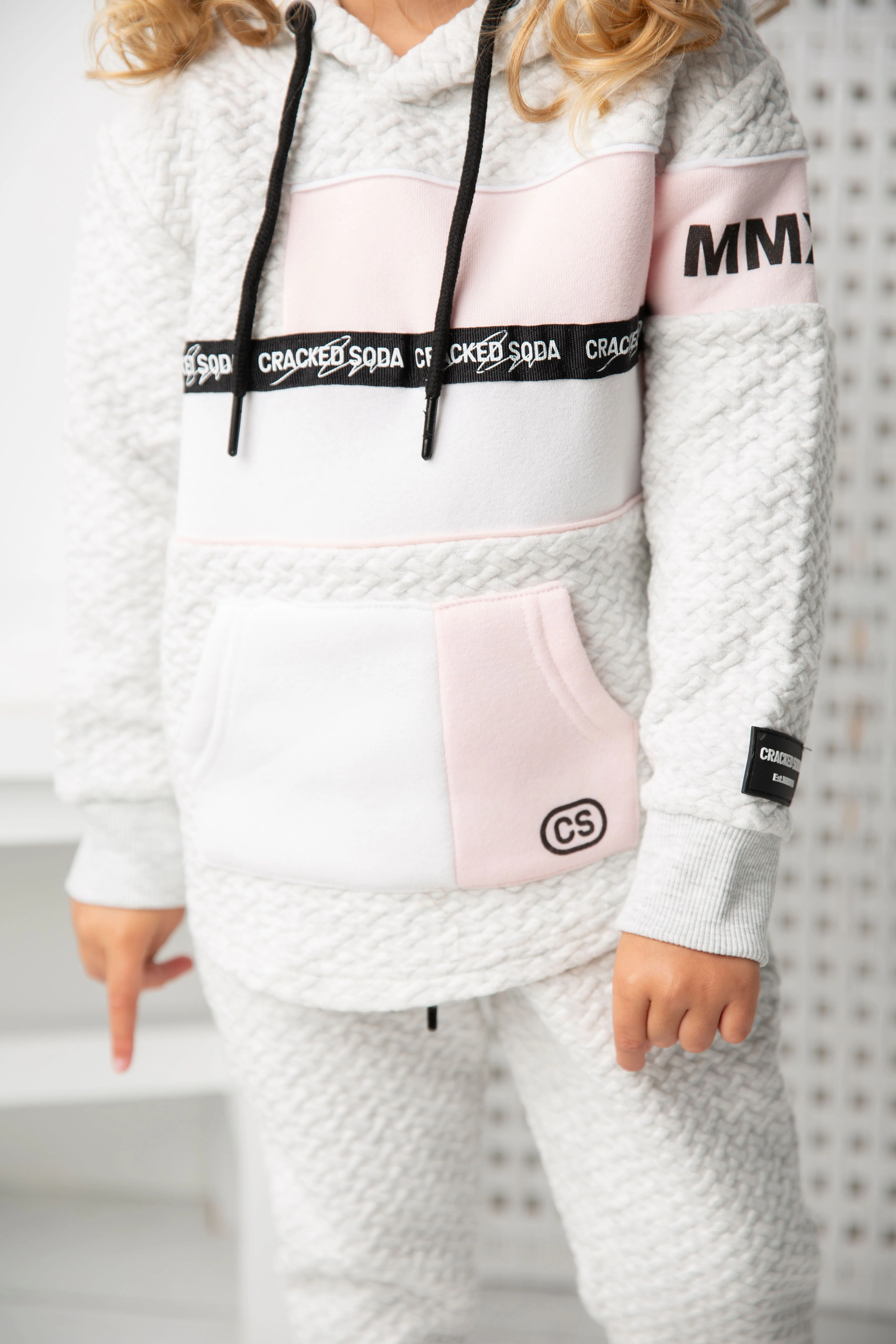 Alaska Textured Hoodie - Grey & Pink - Image 4