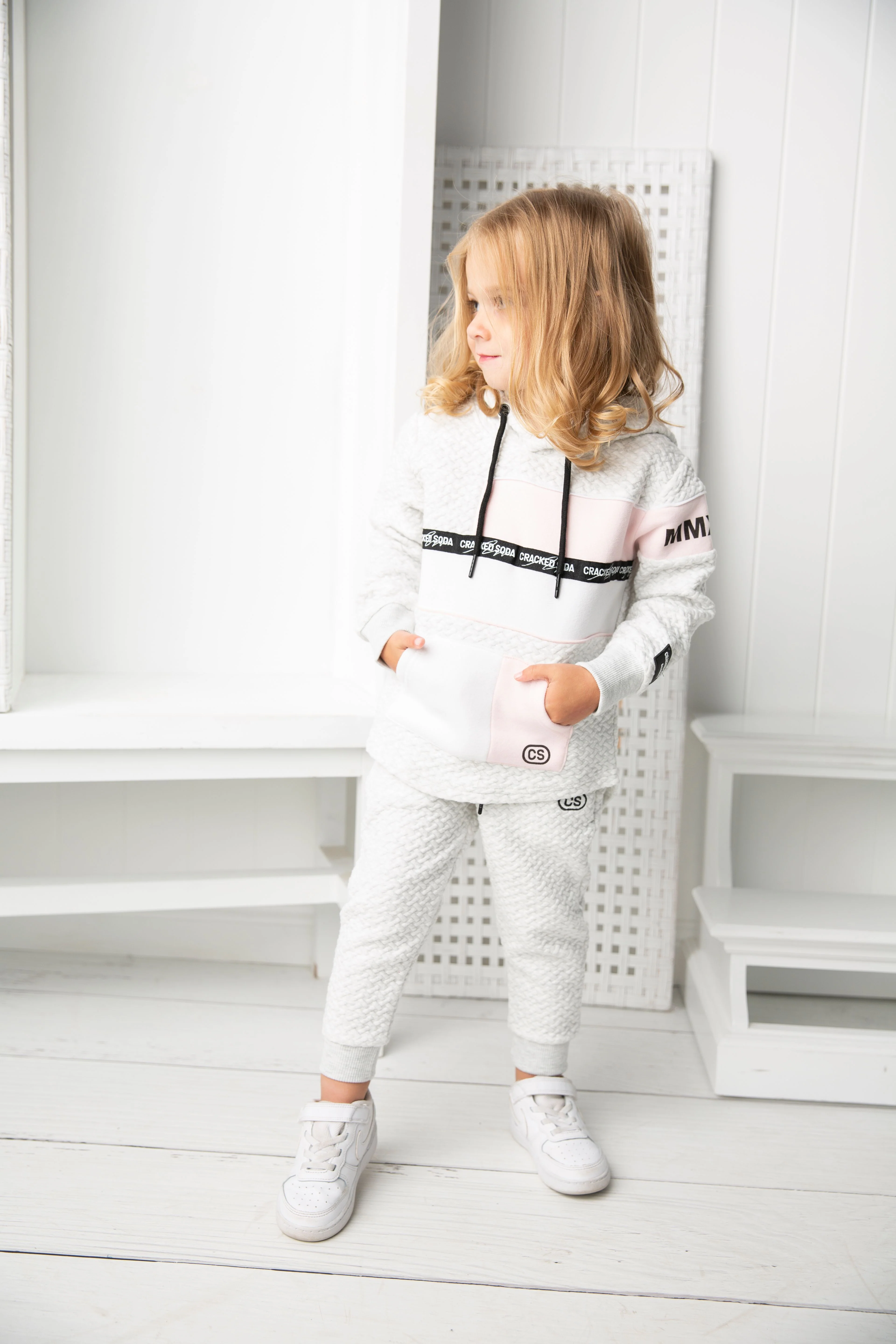 Alaska Textured Hoodie - Grey & Pink - Image 5