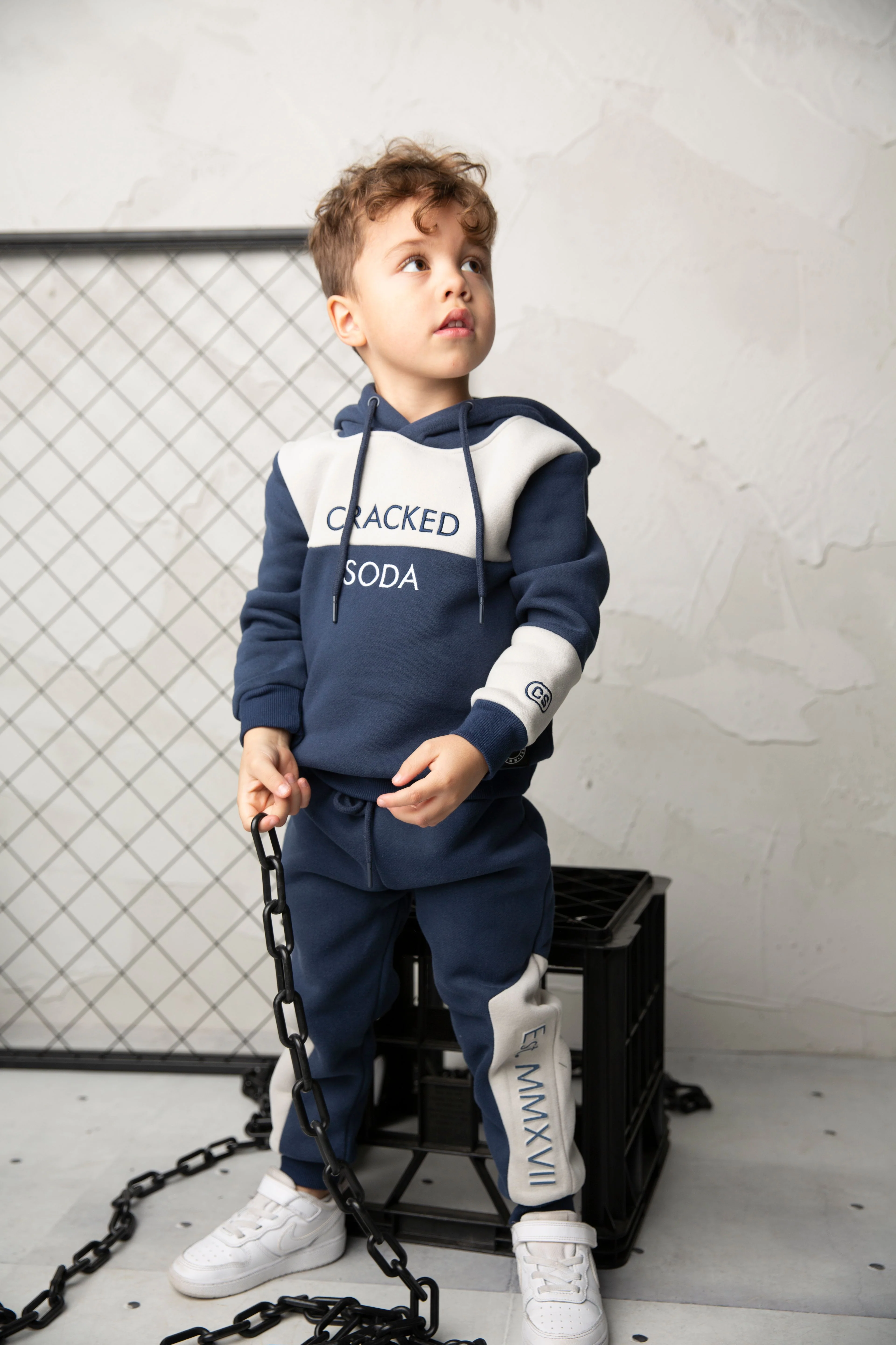 Archie Detailed Hoodie - Oat/Navy - Image 5