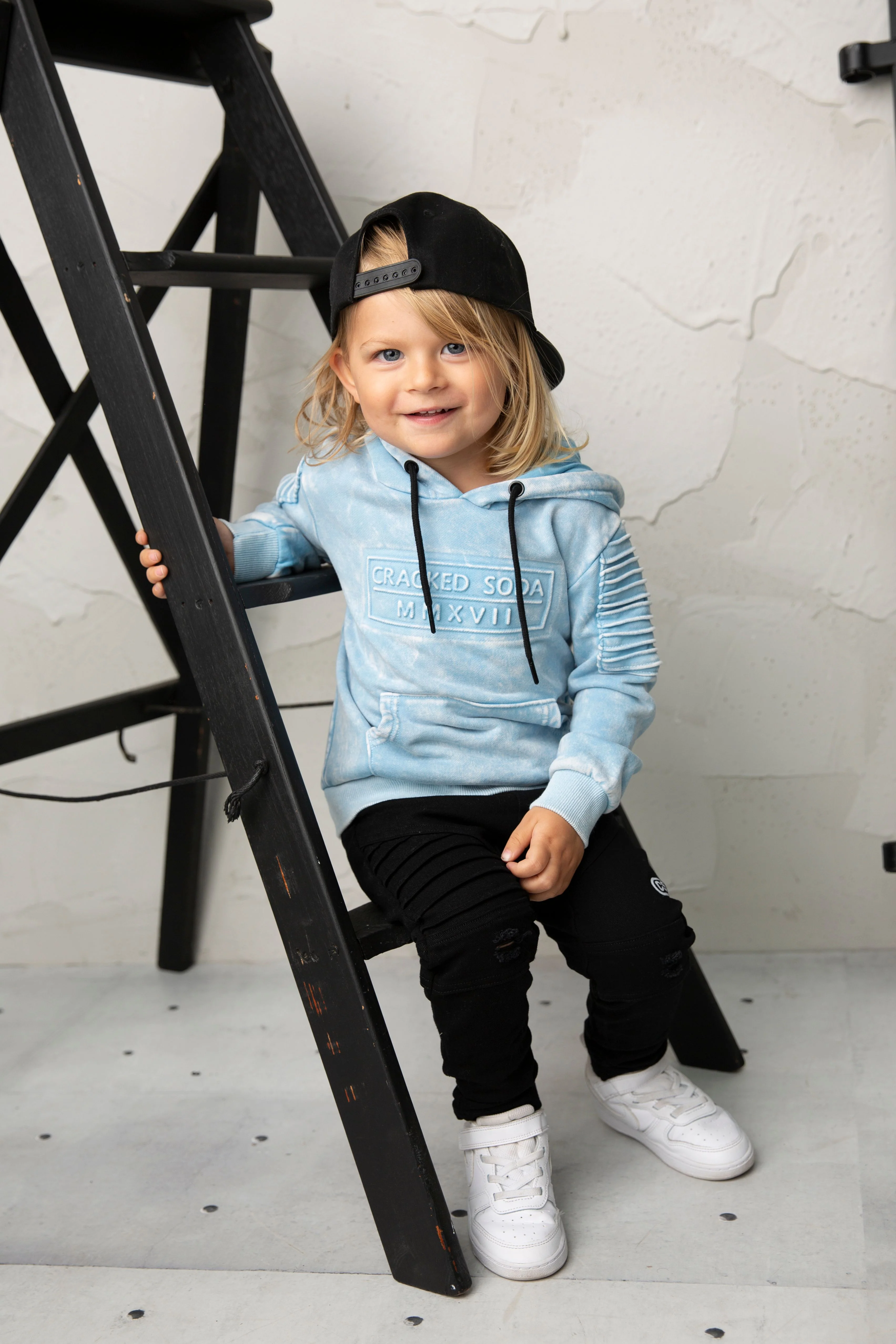 Ash Detailed Hoodie - Ice Blue