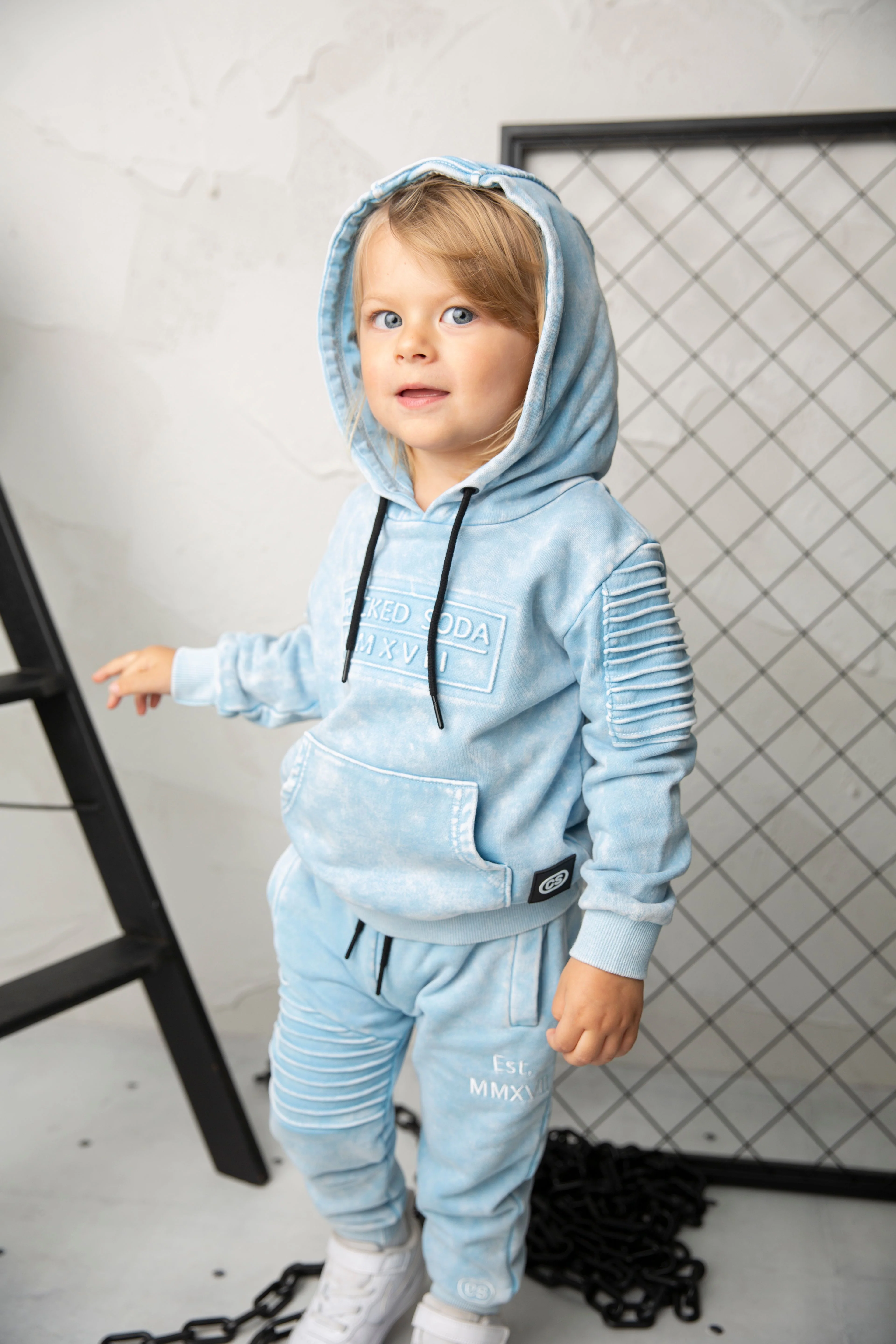Ash Detailed Hoodie - Ice Blue - Image 5