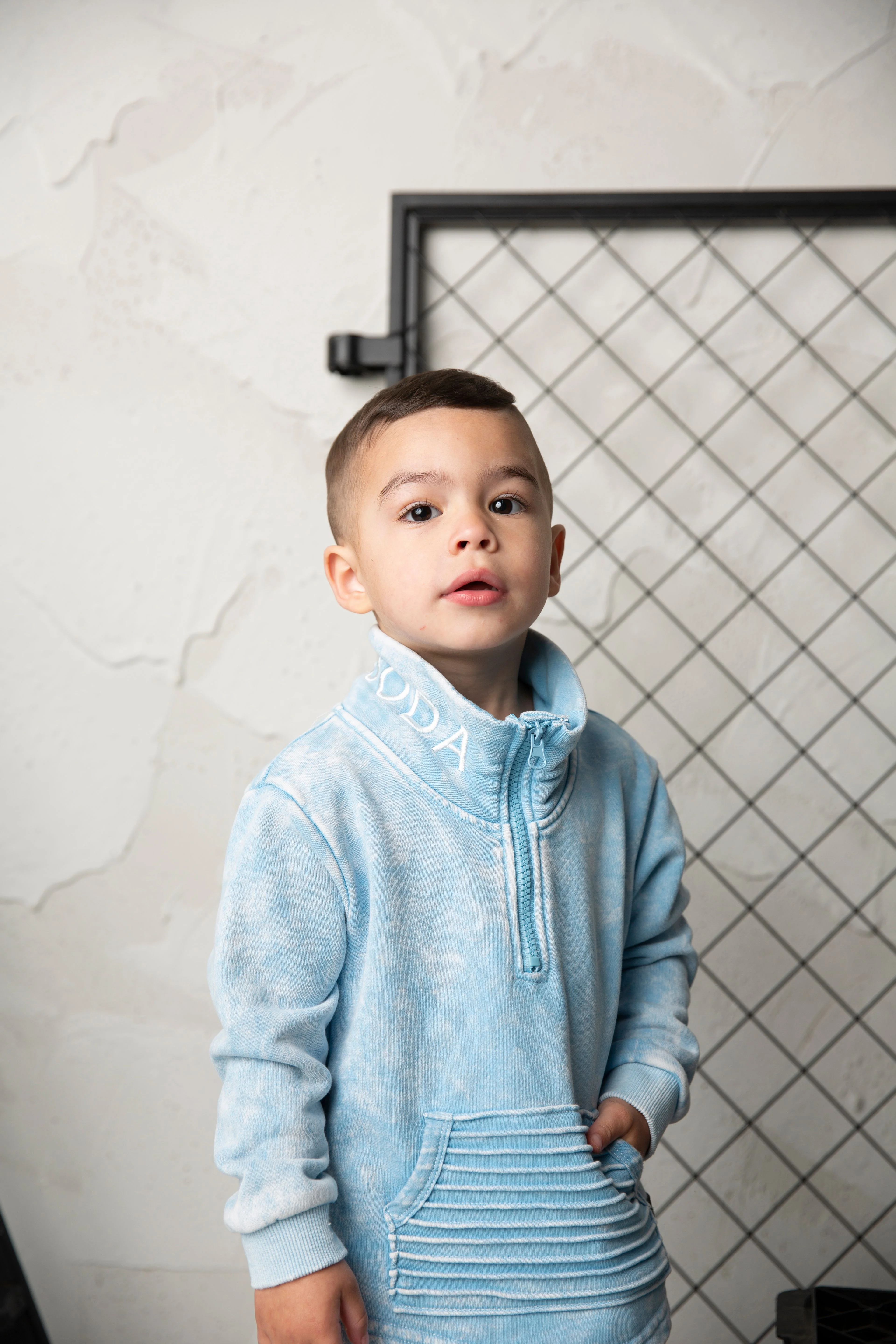 Ash Detailed Zip Collar Crew - Ice Blue - Image 4