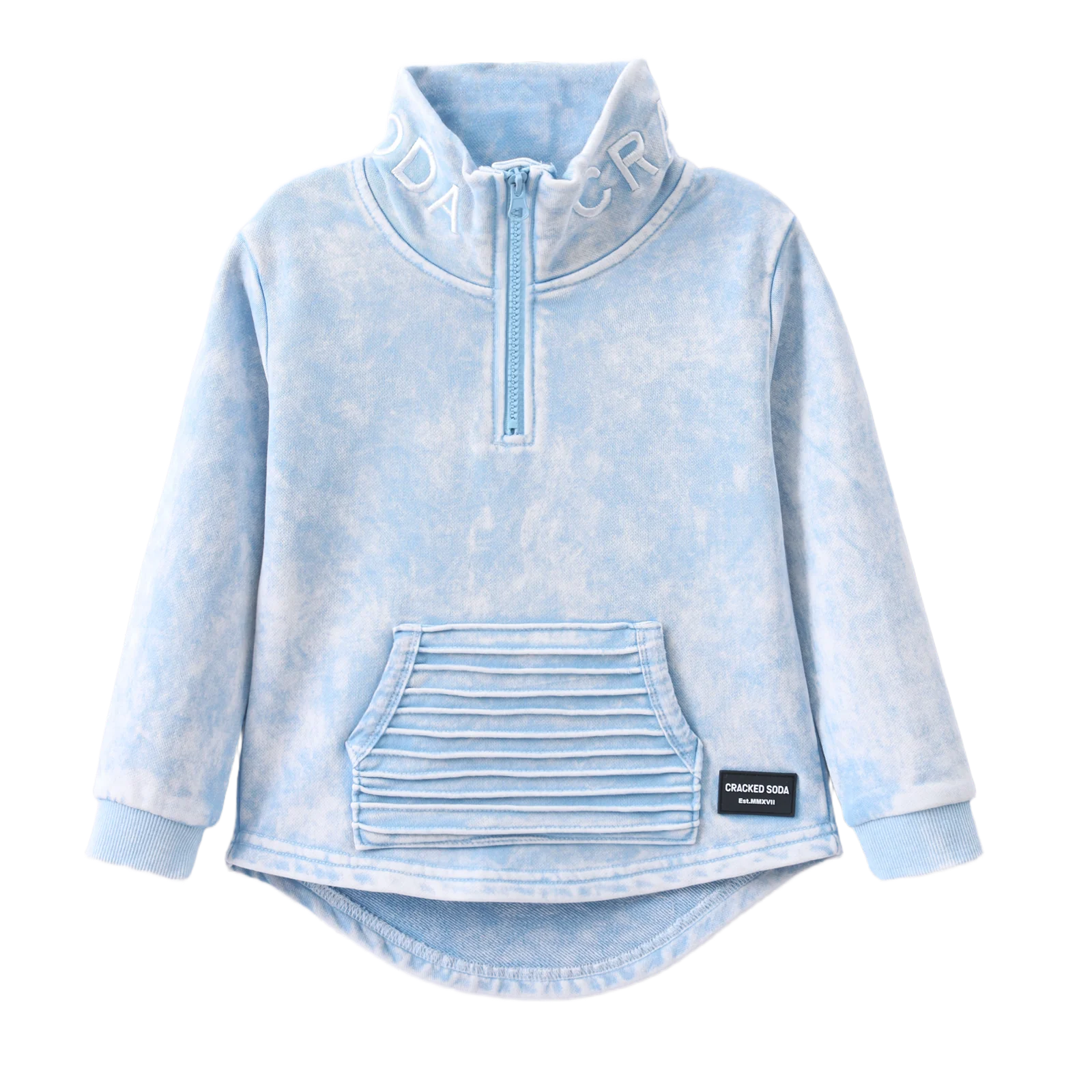 Ash Detailed Zip Collar Crew - Ice Blue - Image 7