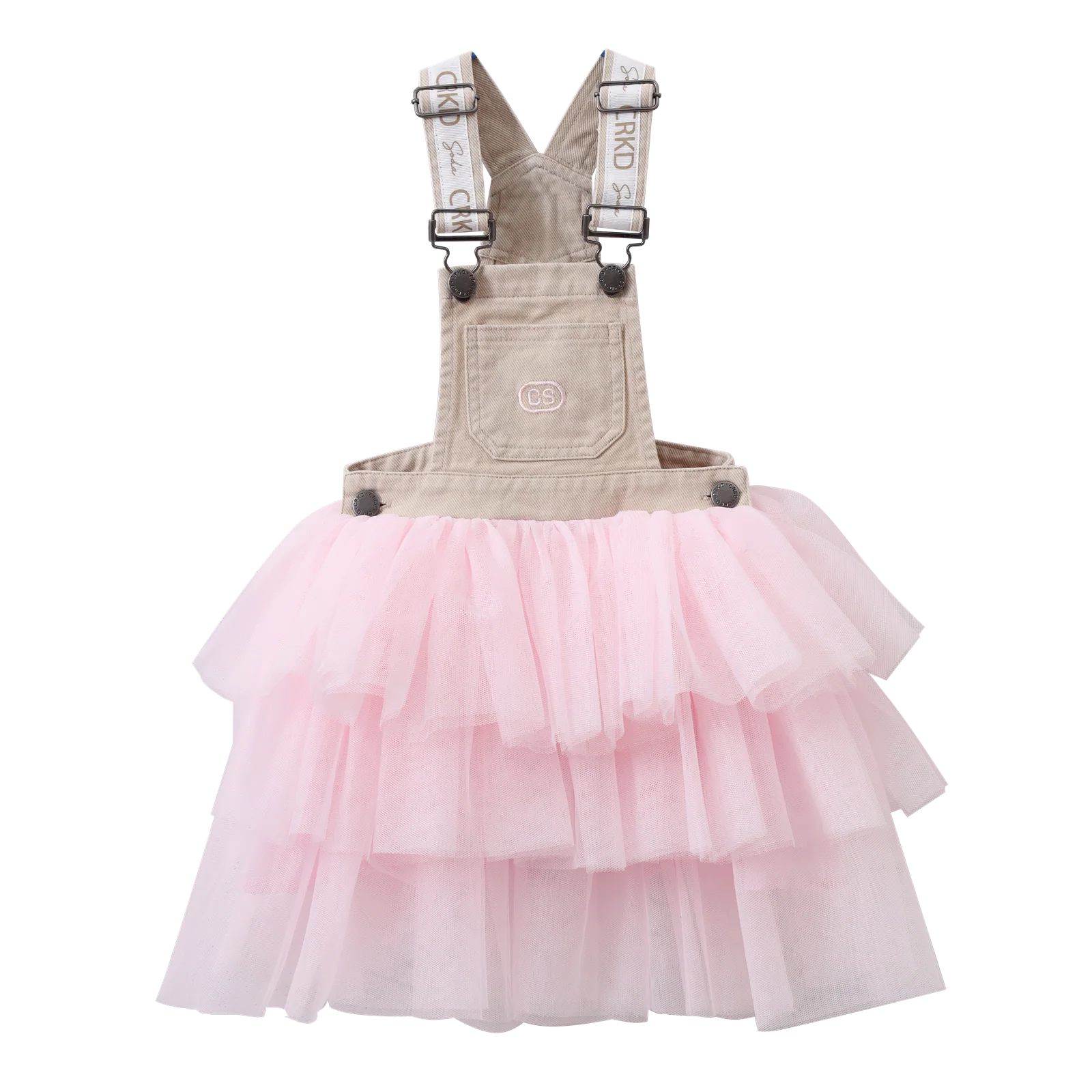 Ava Detailed Pinafore Tutu - Denim Beige/Pink - Image 5