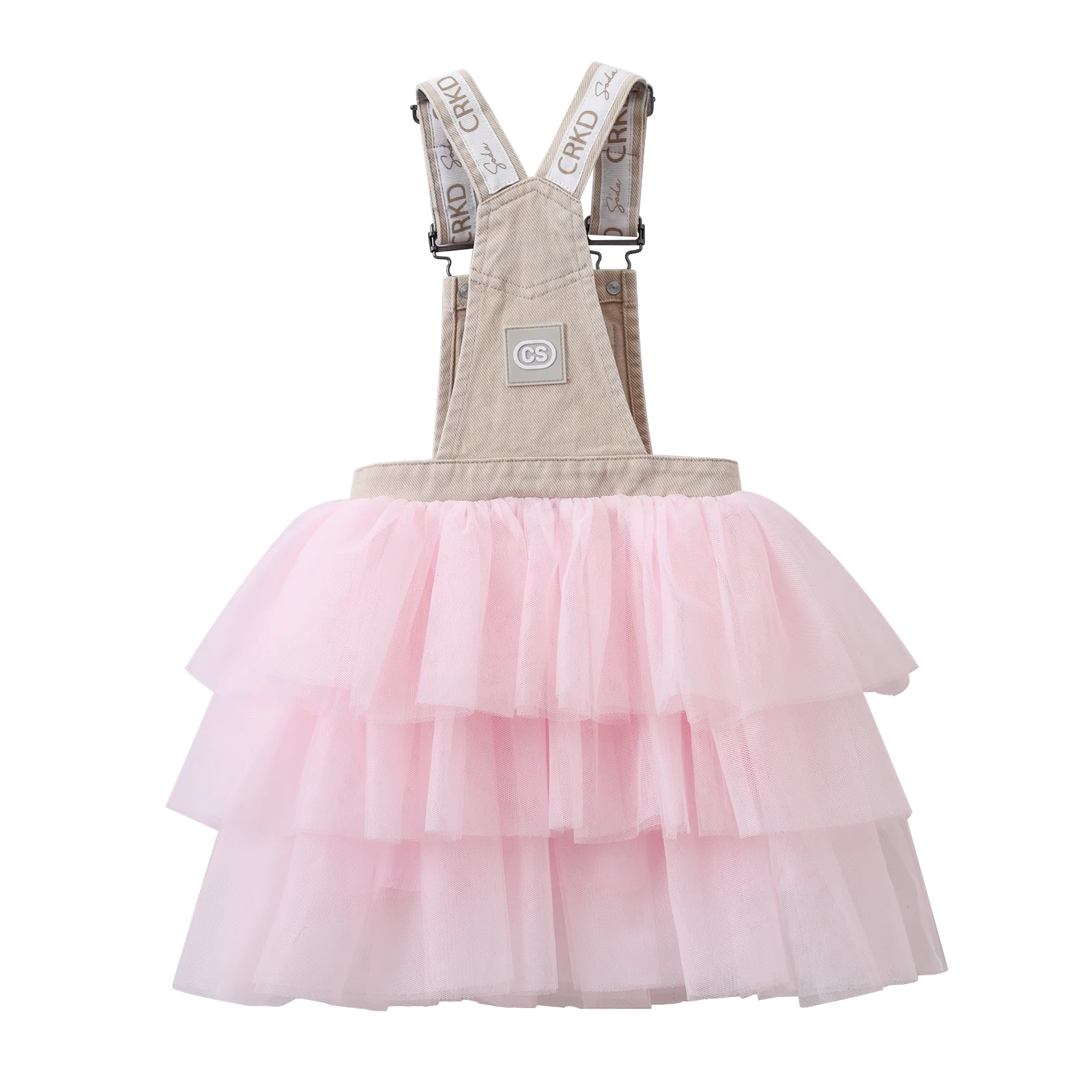 Ava Detailed Pinafore Tutu - Denim Beige/Pink - Image 6
