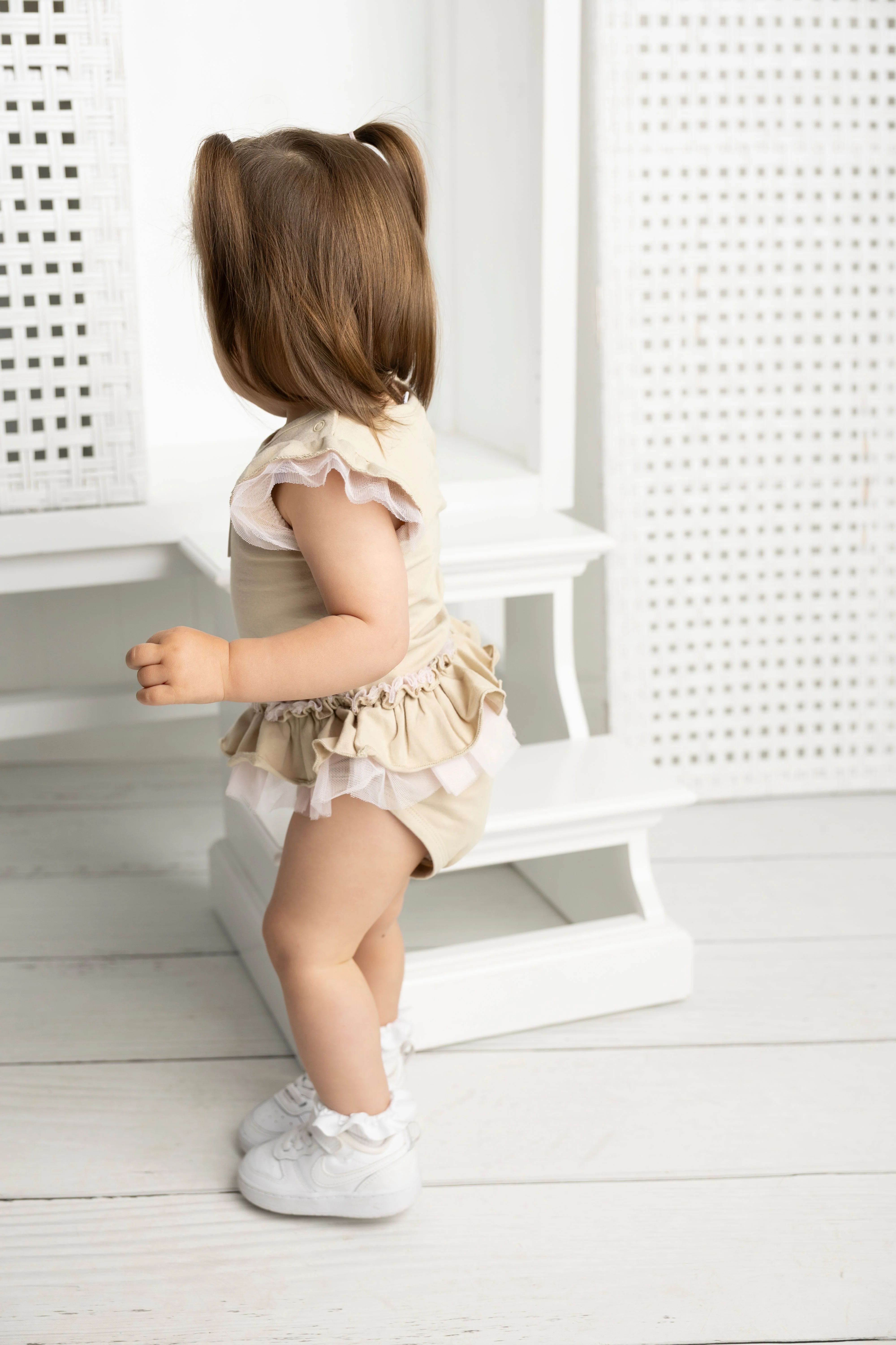Ava Tulle Frill Bodysuit - Sand