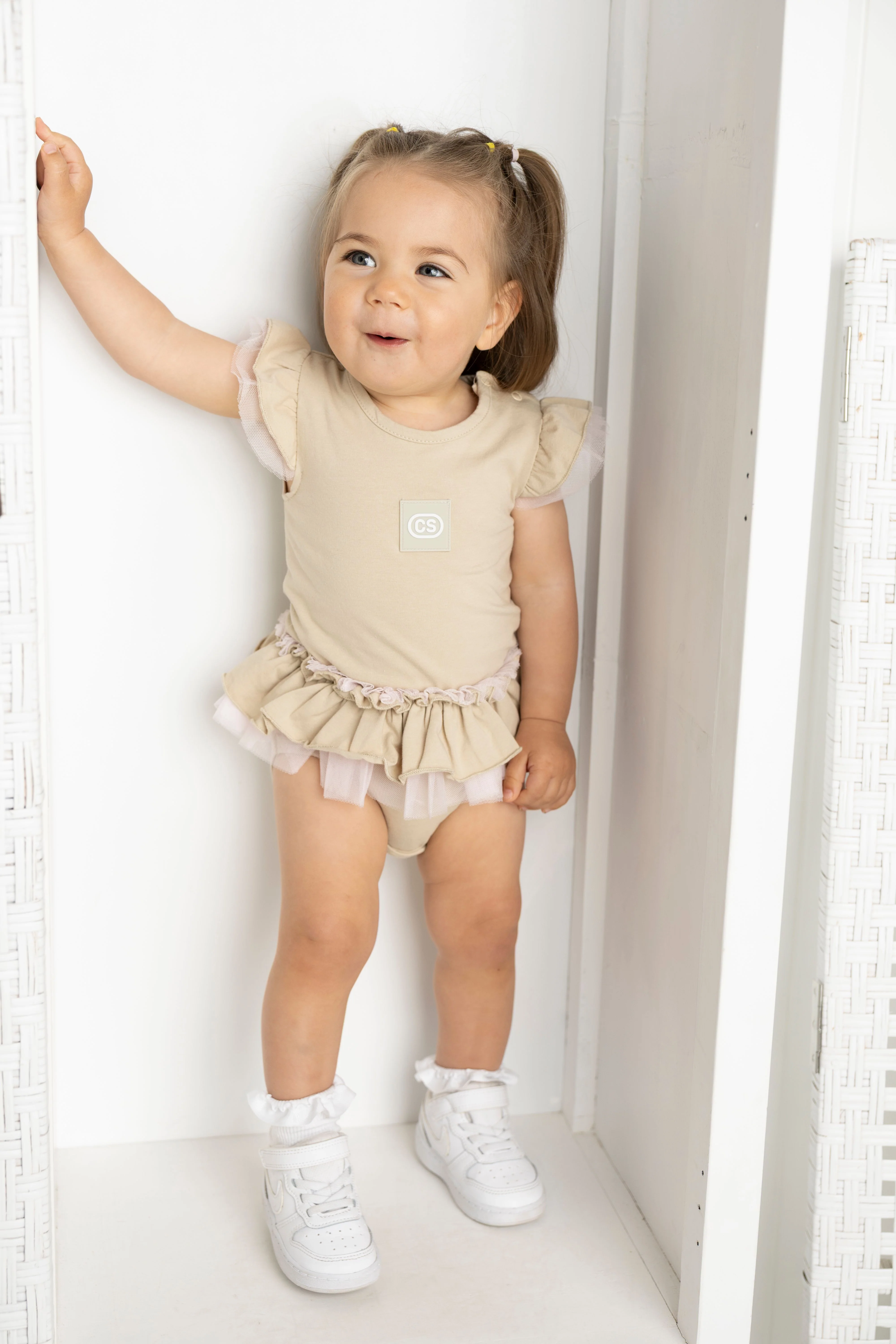 Ava Tulle Frill Bodysuit - Sand - Image 2