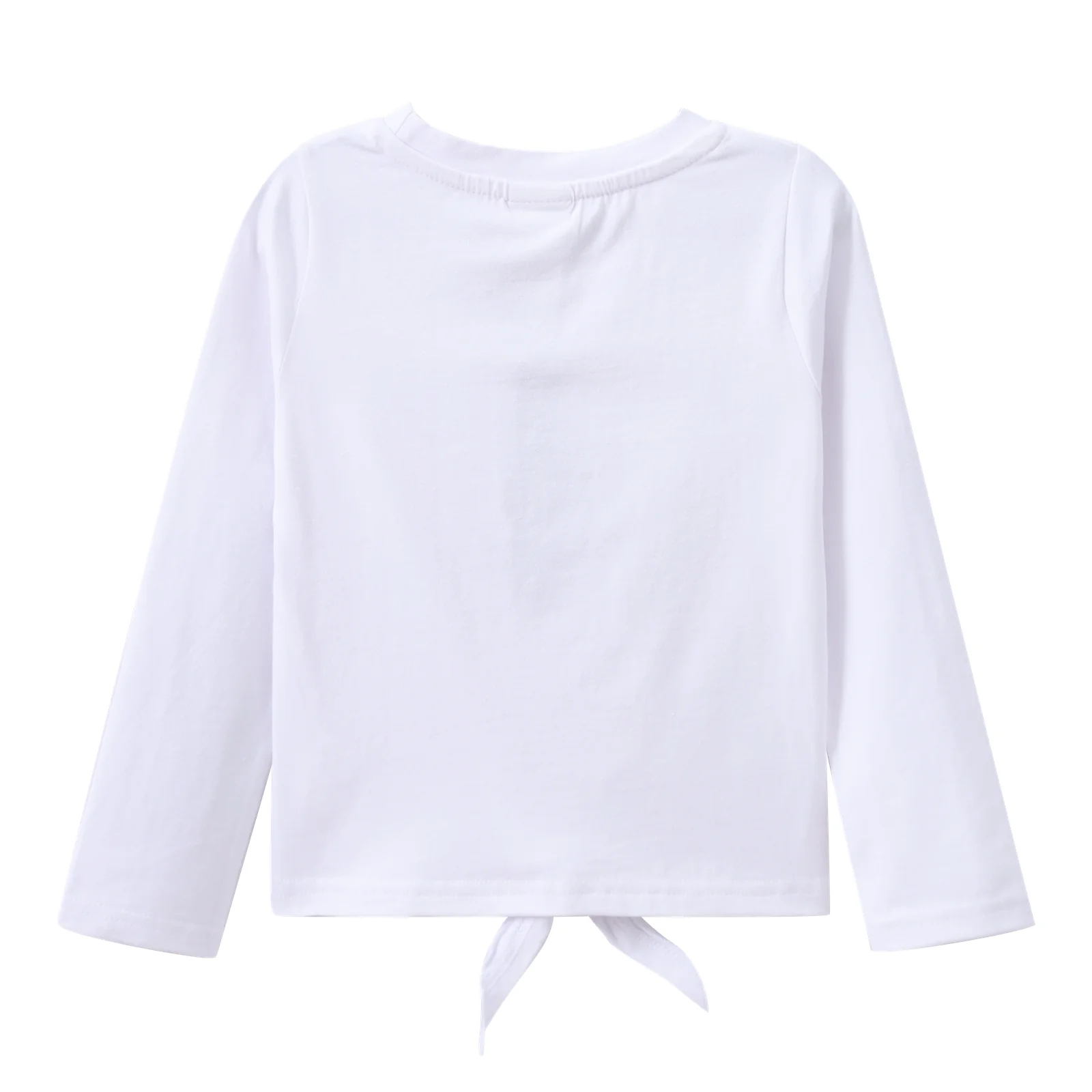 Cleo Embossed Neck L/S Tie Top - White - Image 4
