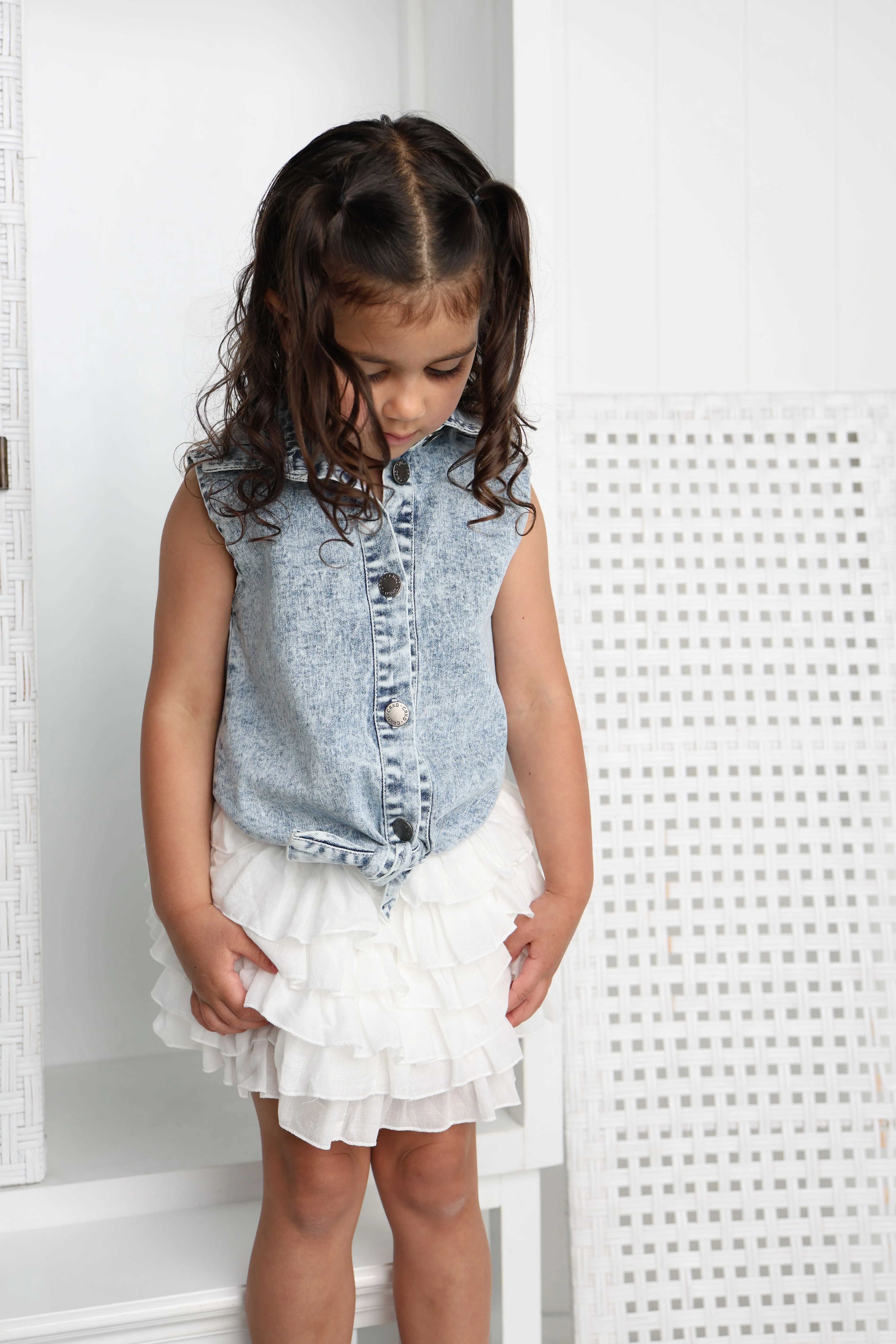Clover Detailed Layered Skirt - White - Image 3