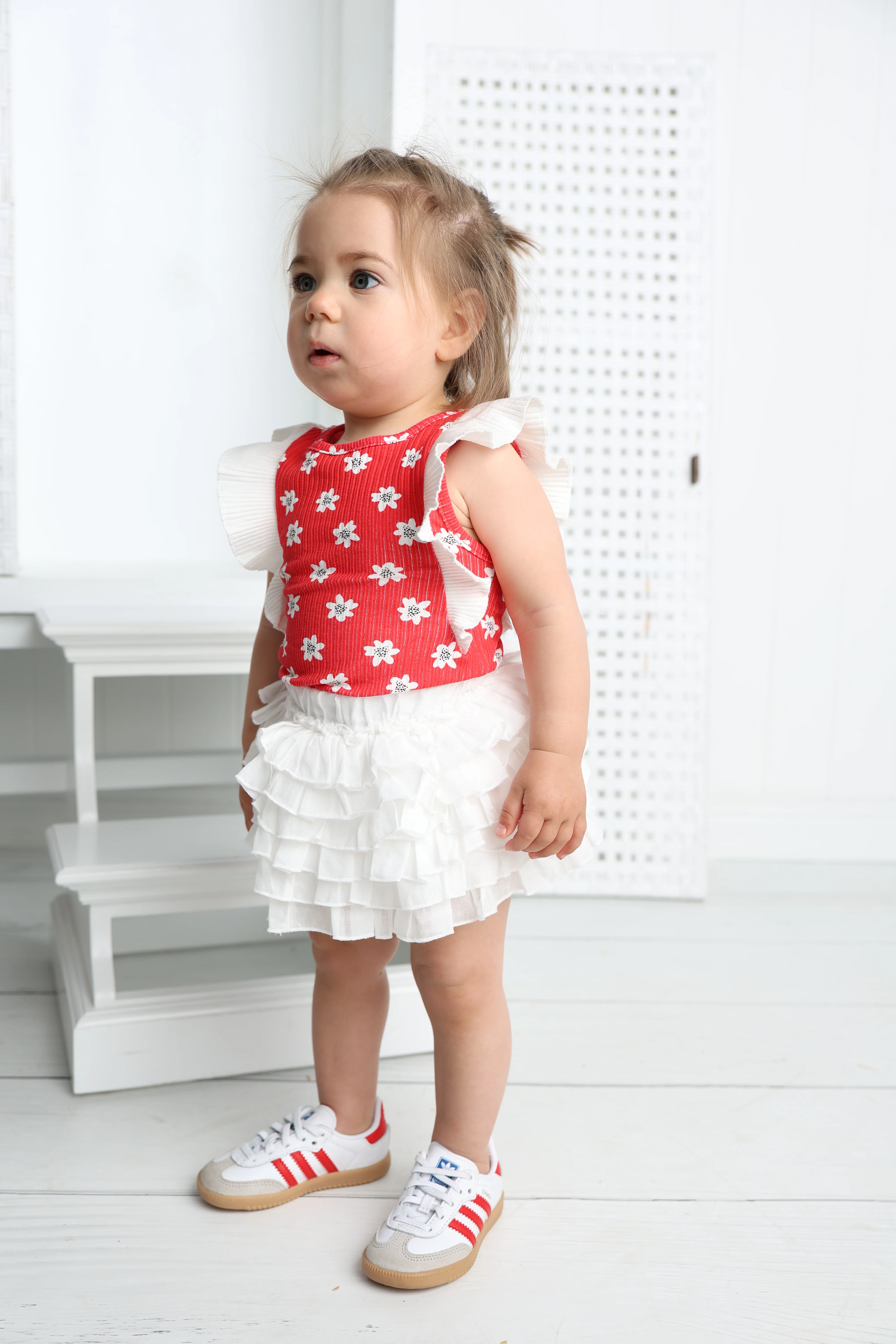 Clover Detailed Layered Skirt - White - Image 5