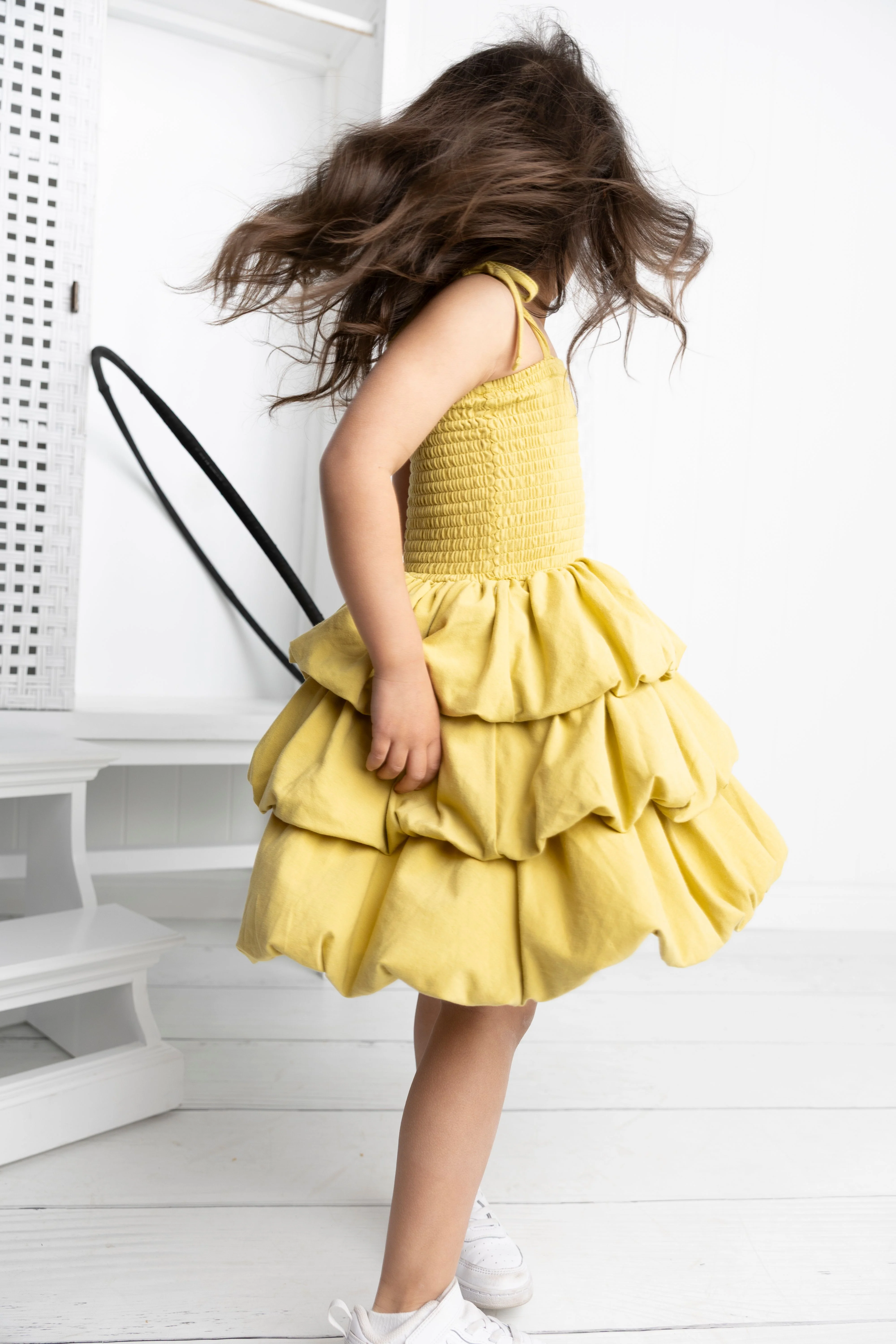 Clover Ruched Bubble Dress - Olive