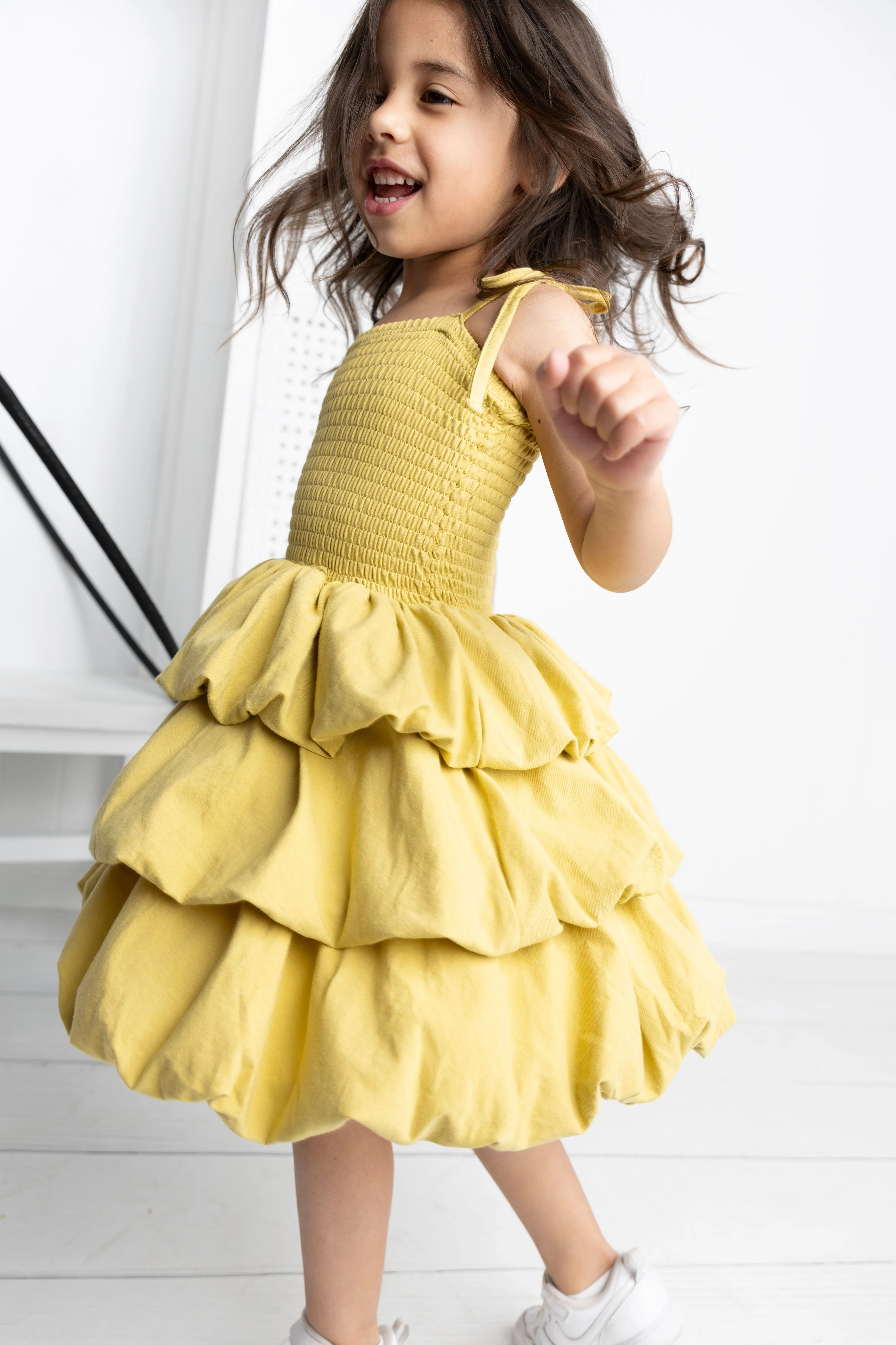 Clover Ruched Bubble Dress - Olive - Image 6