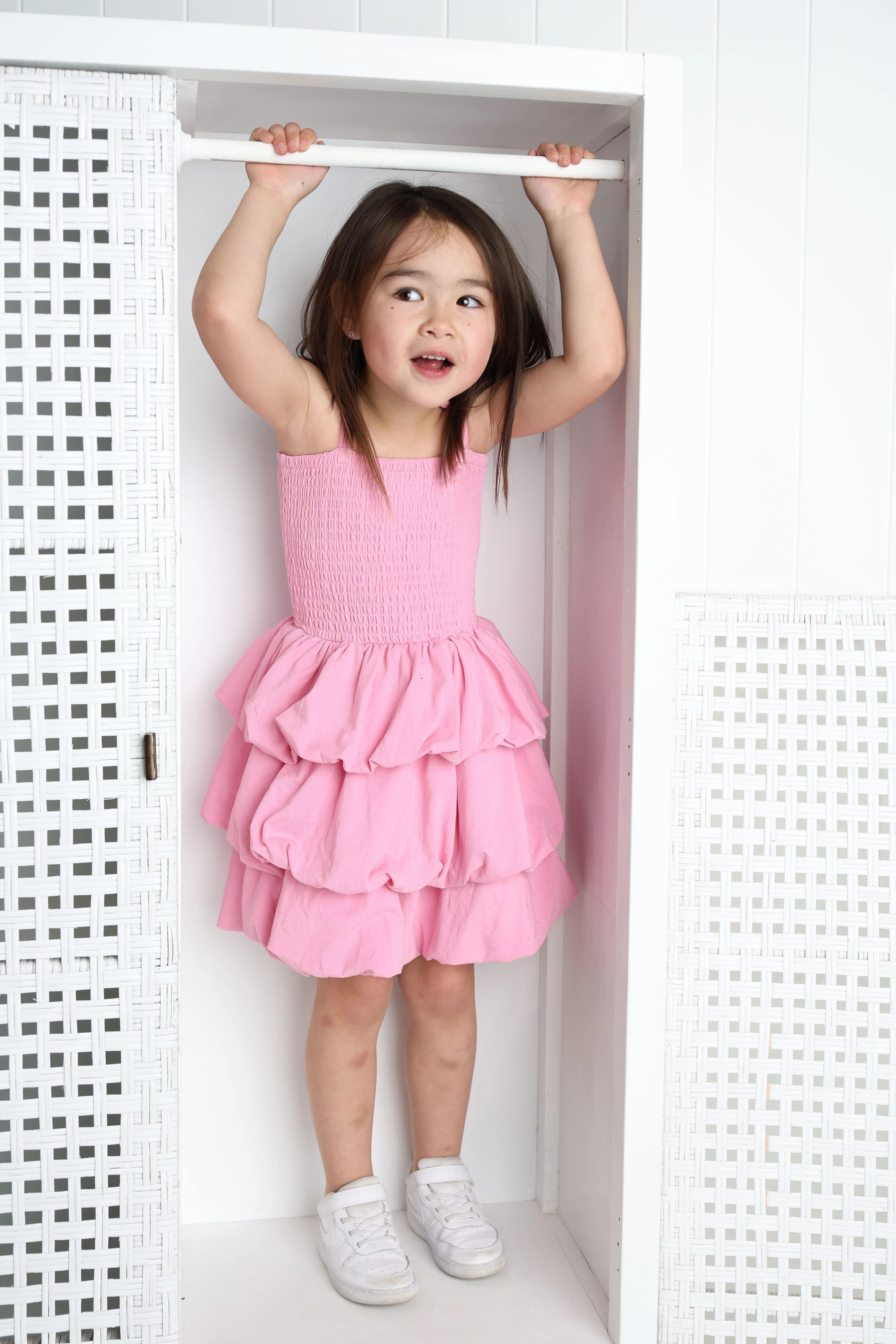 Clover Ruched Bubble Dress - Pink - Image 4