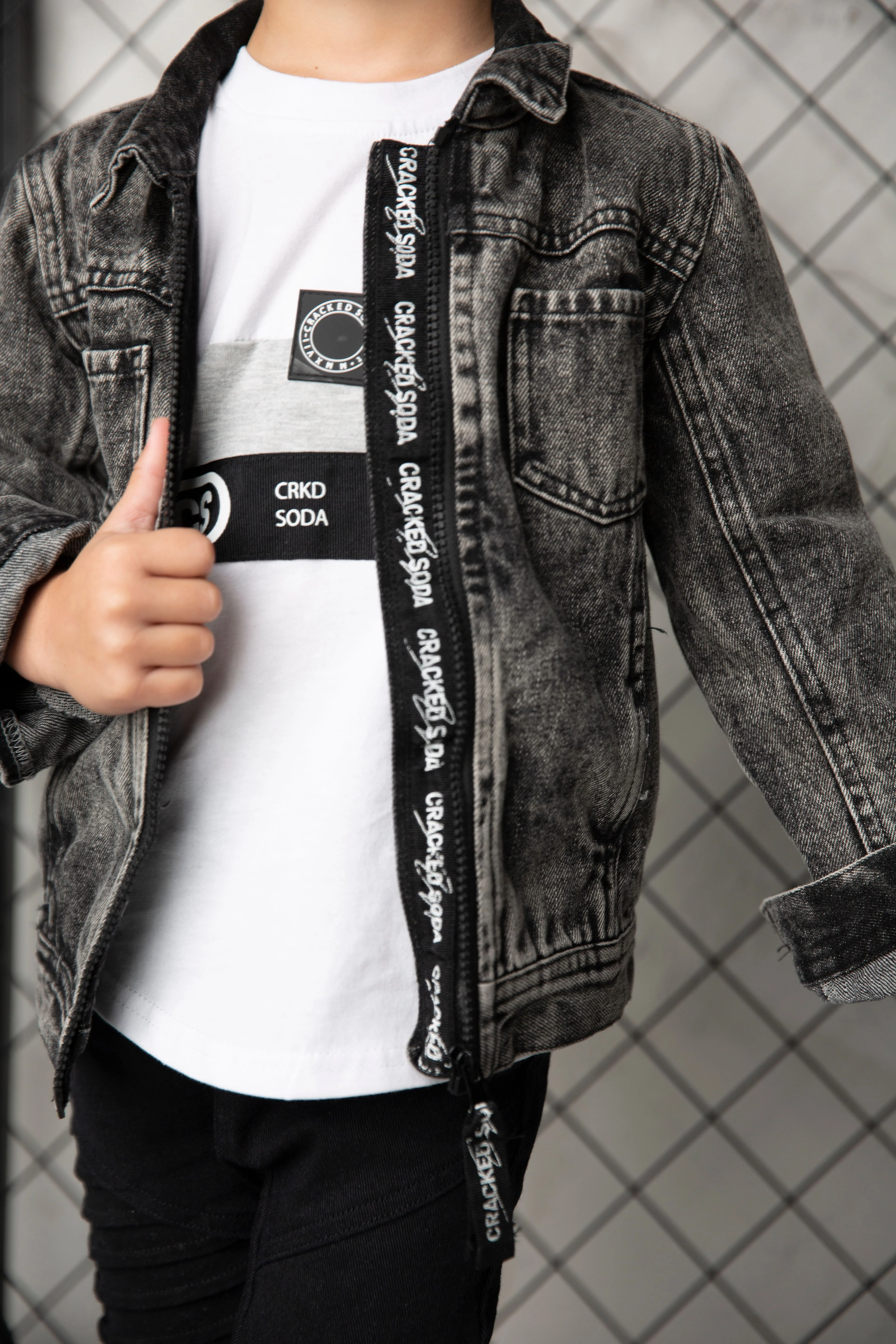Conner Detailed Denim Jacket - Ash - Image 3