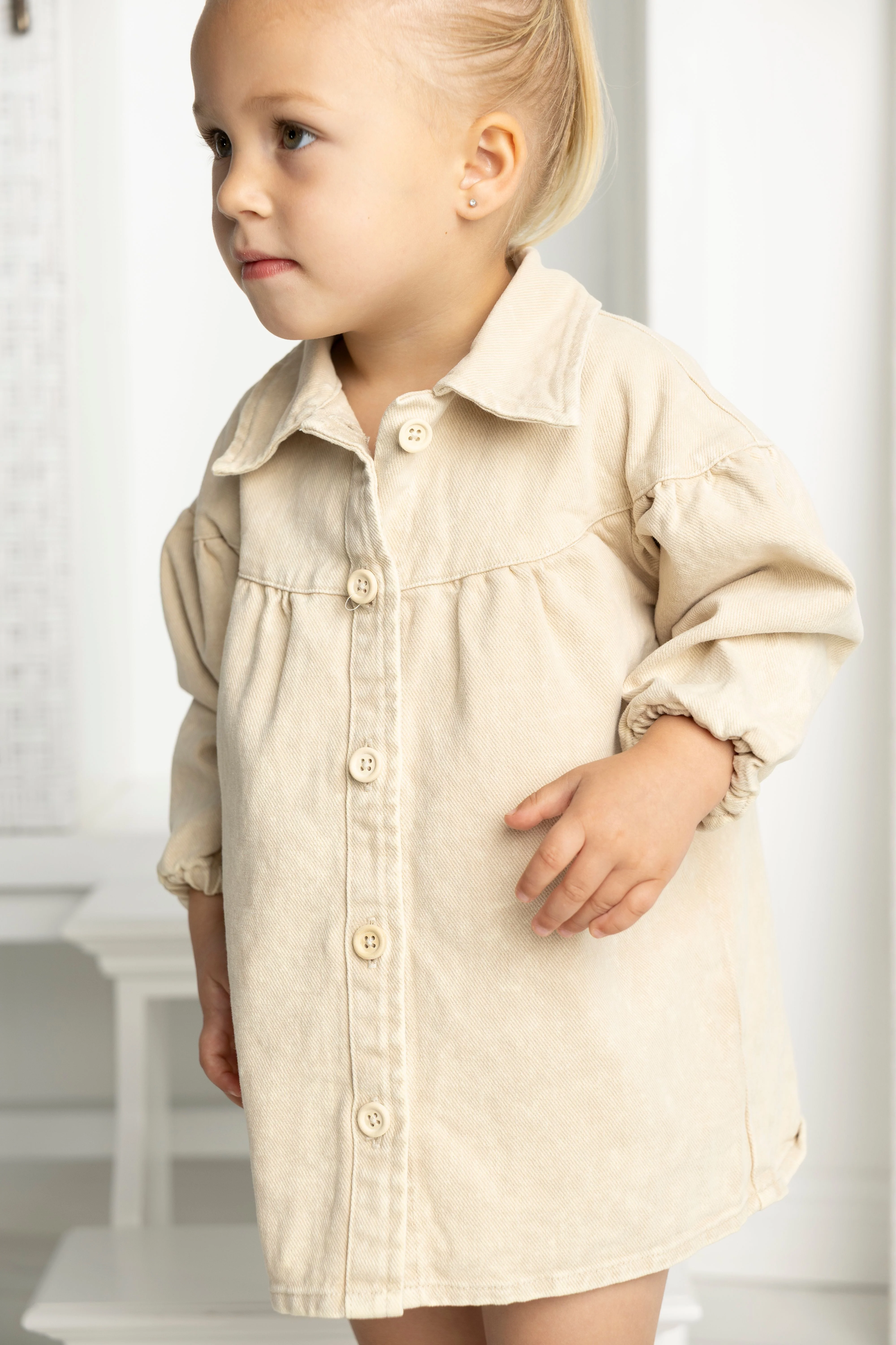 Cora Denim Dress - Beige Denim - Image 2