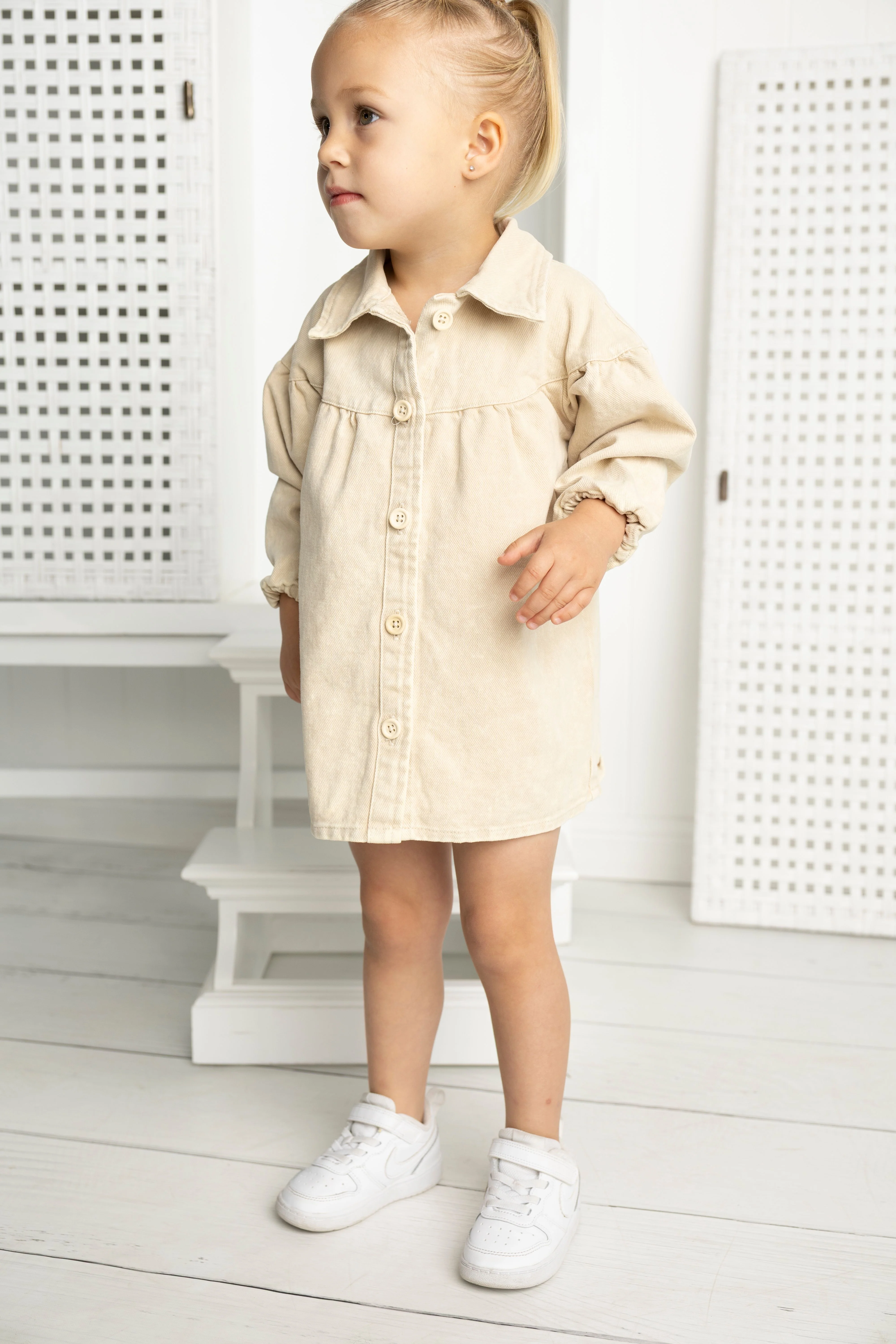 Cora Denim Dress - Beige Denim - Image 4