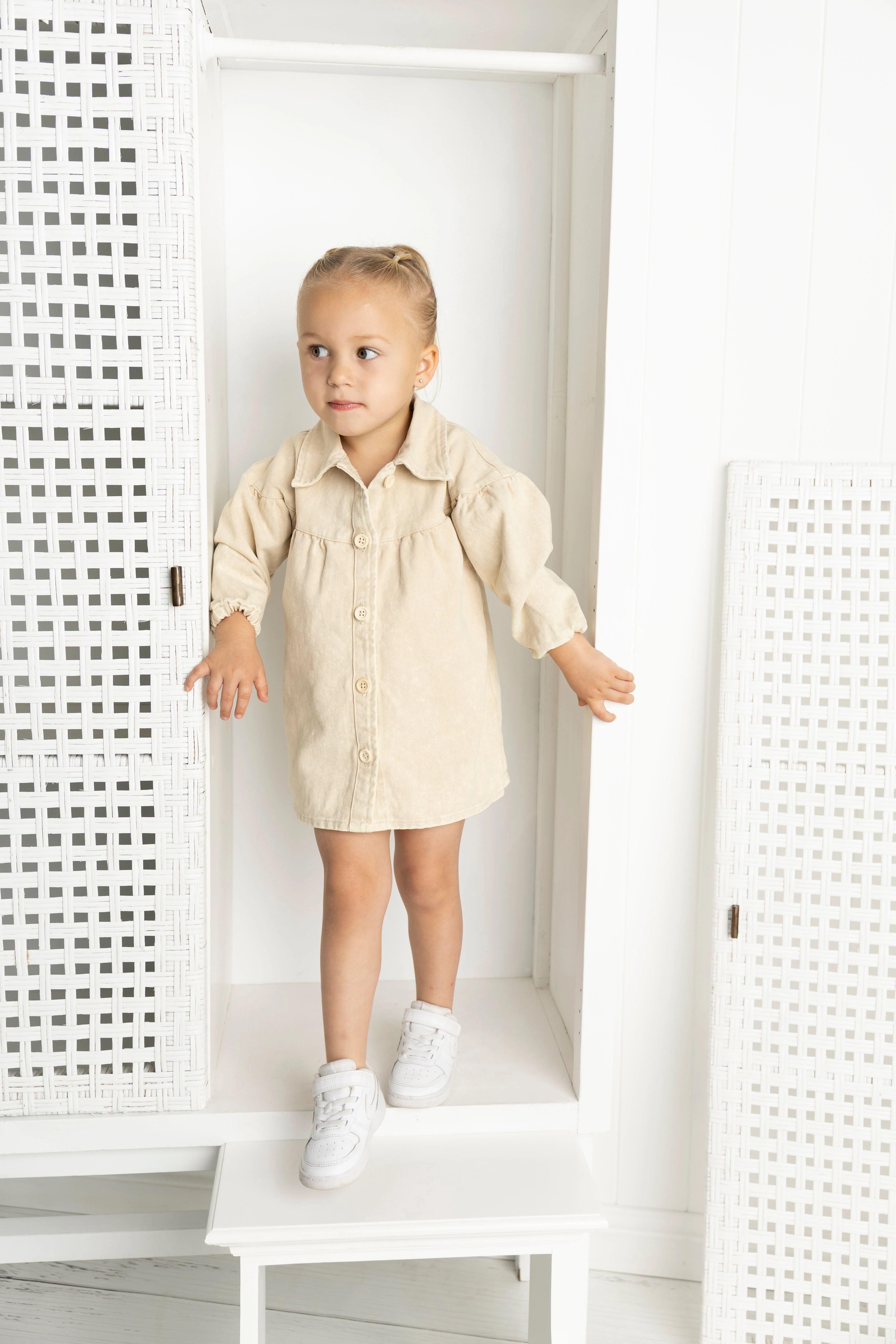Cora Denim Dress - Beige Denim - Image 5