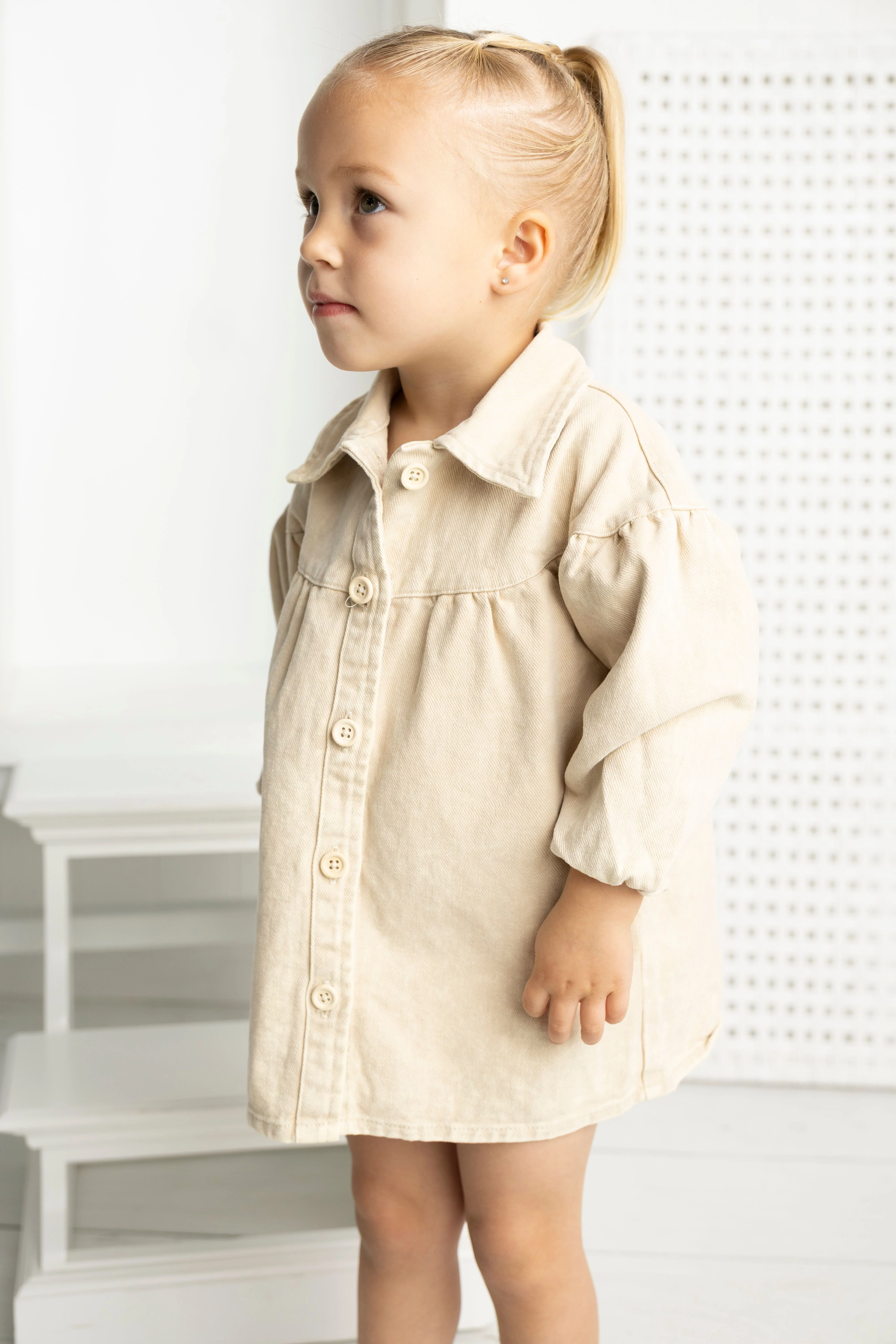 Cora Denim Dress - Beige Denim - Image 6