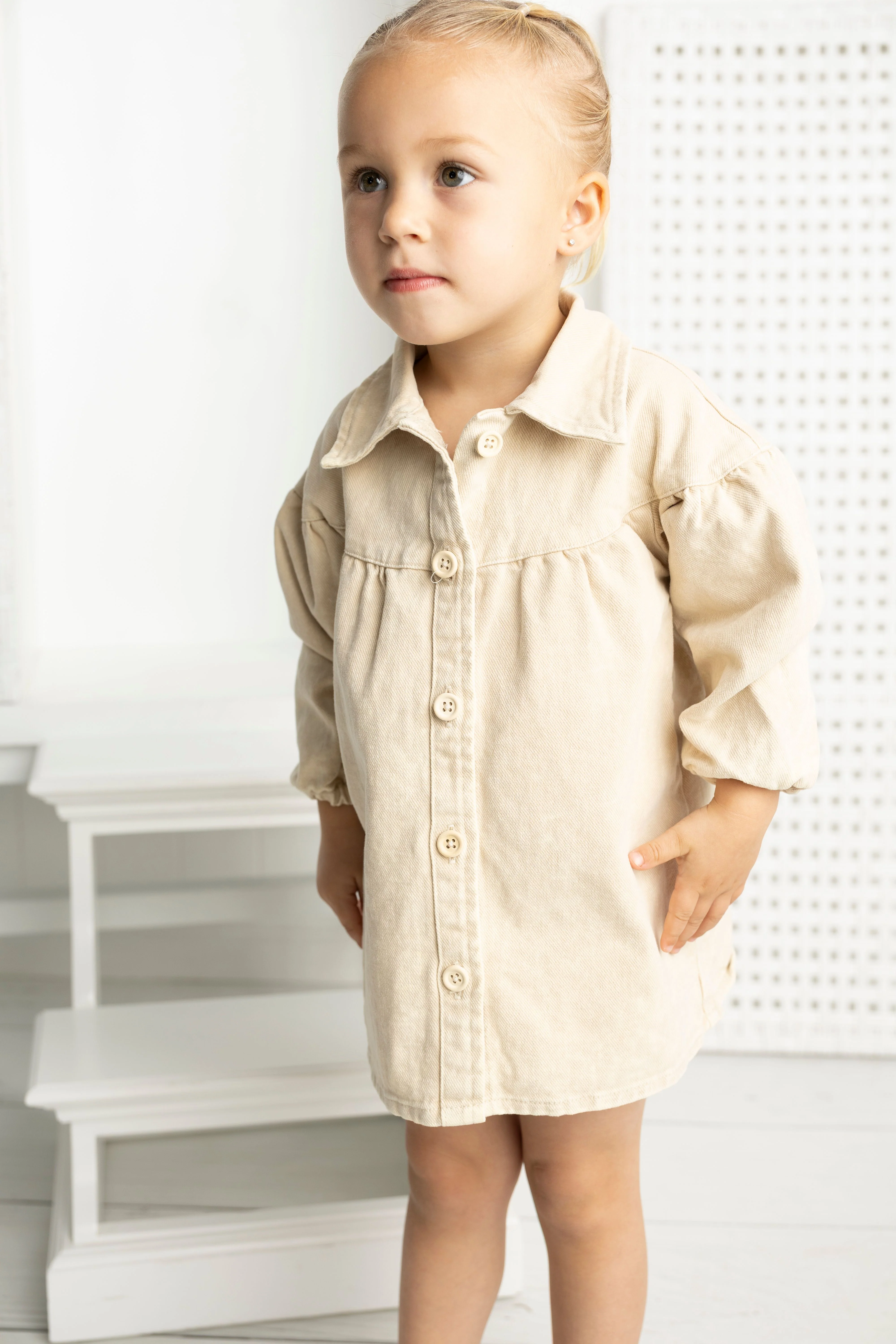 Cora Denim Dress - Beige Denim - Image 7