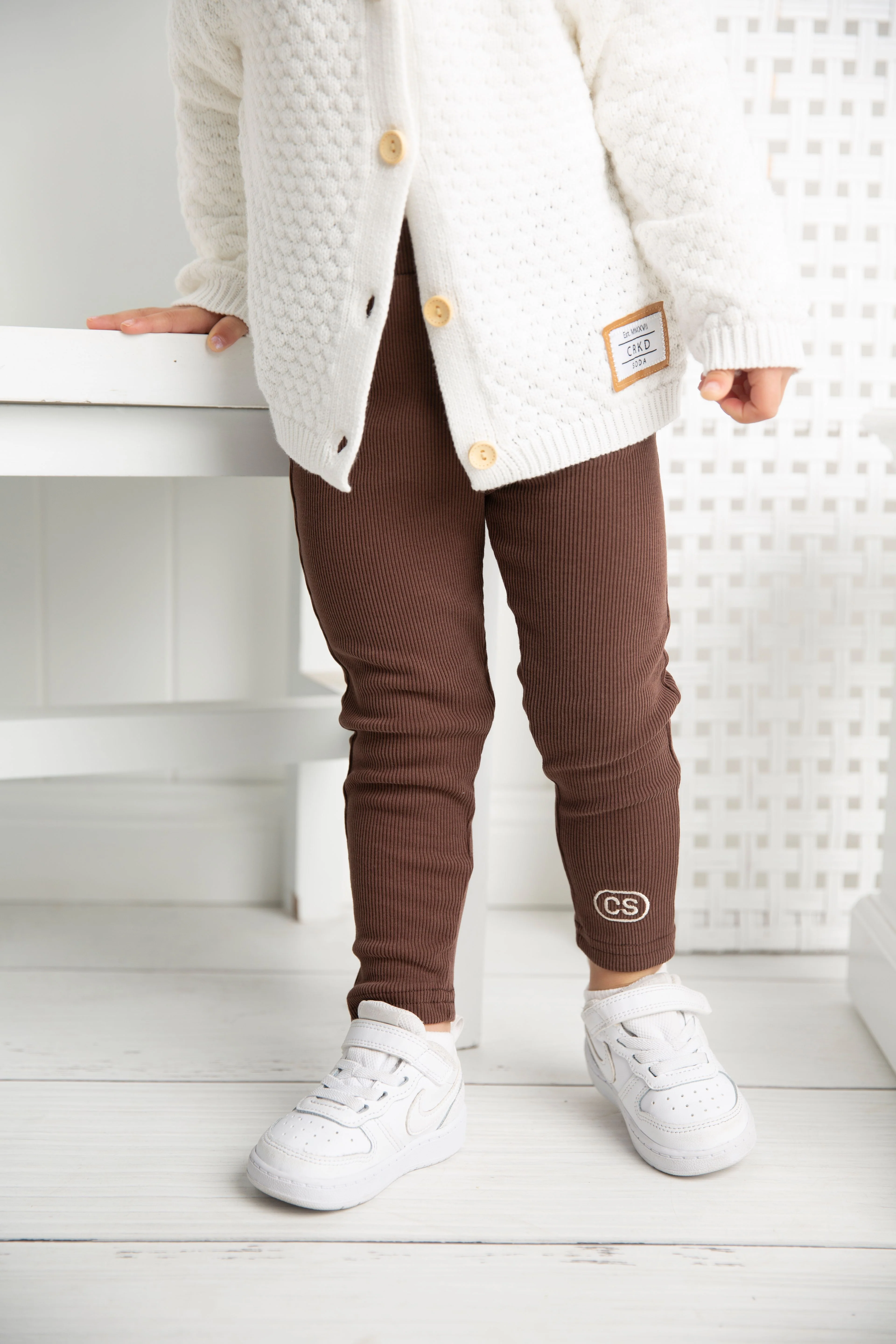 CS Essential Fleece Ribbed Leggings - Biscuit