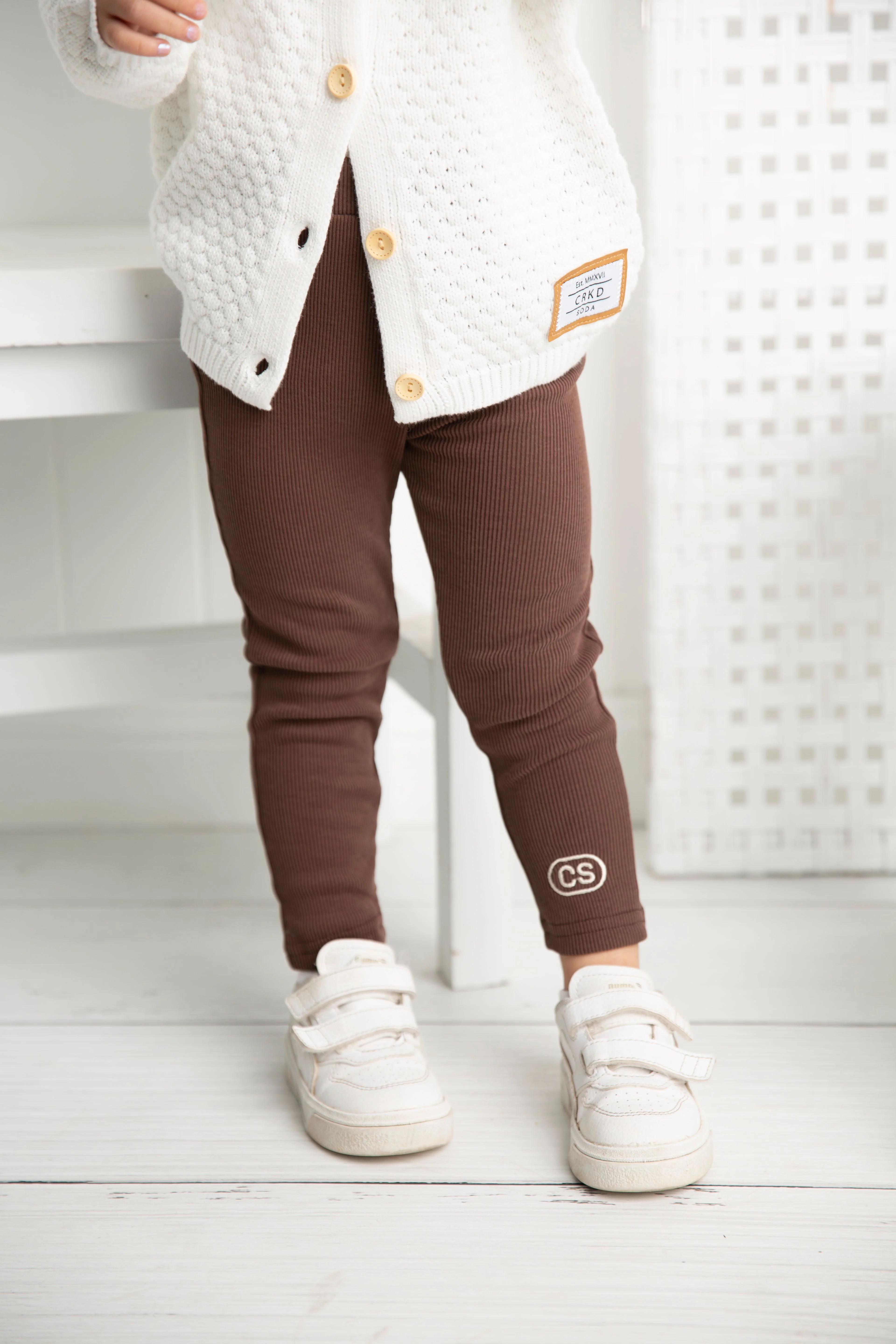 CS Essential Fleece Ribbed Leggings - Biscuit - Image 4