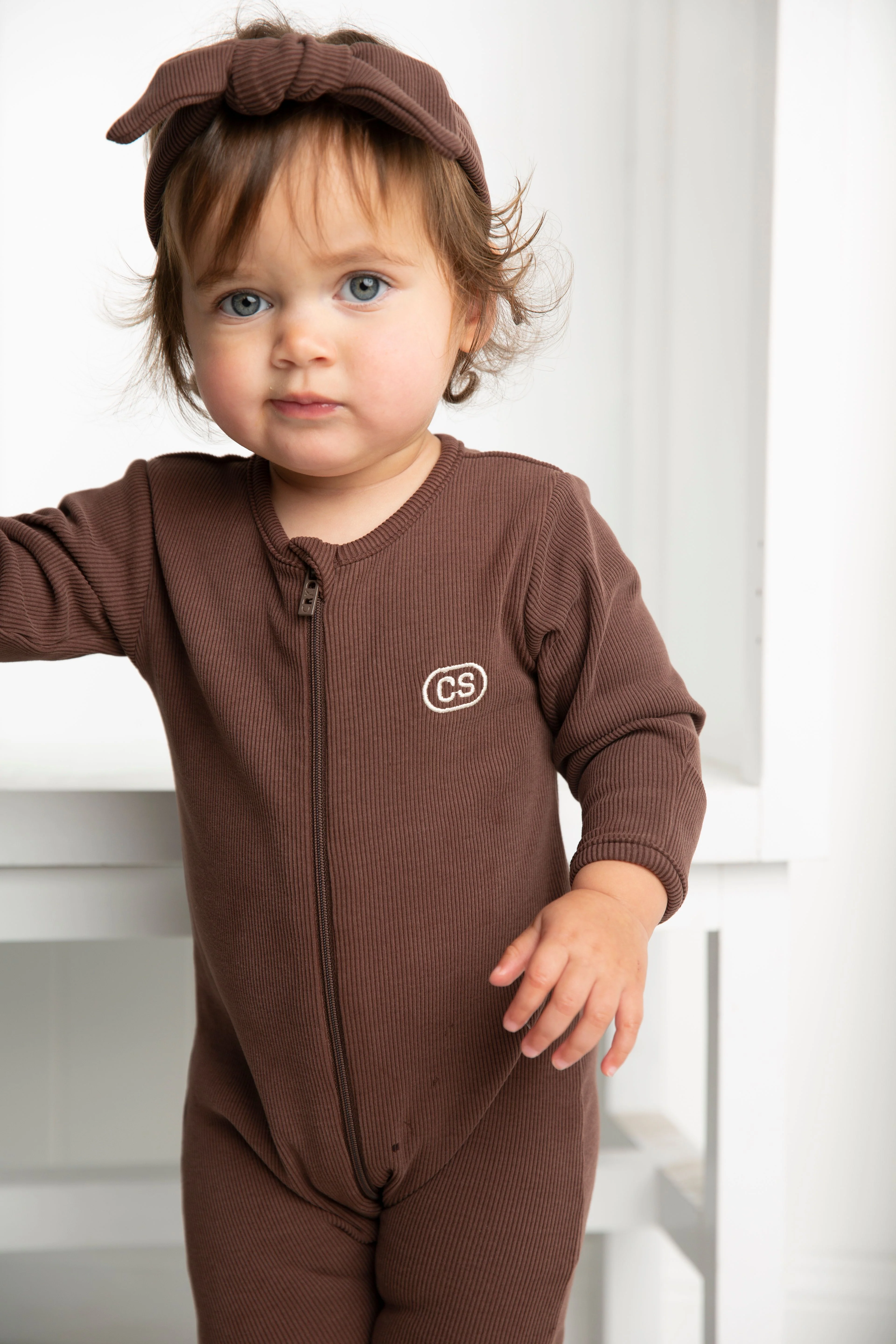 CS Essential Fleece Ribbed Romper - Biscuit