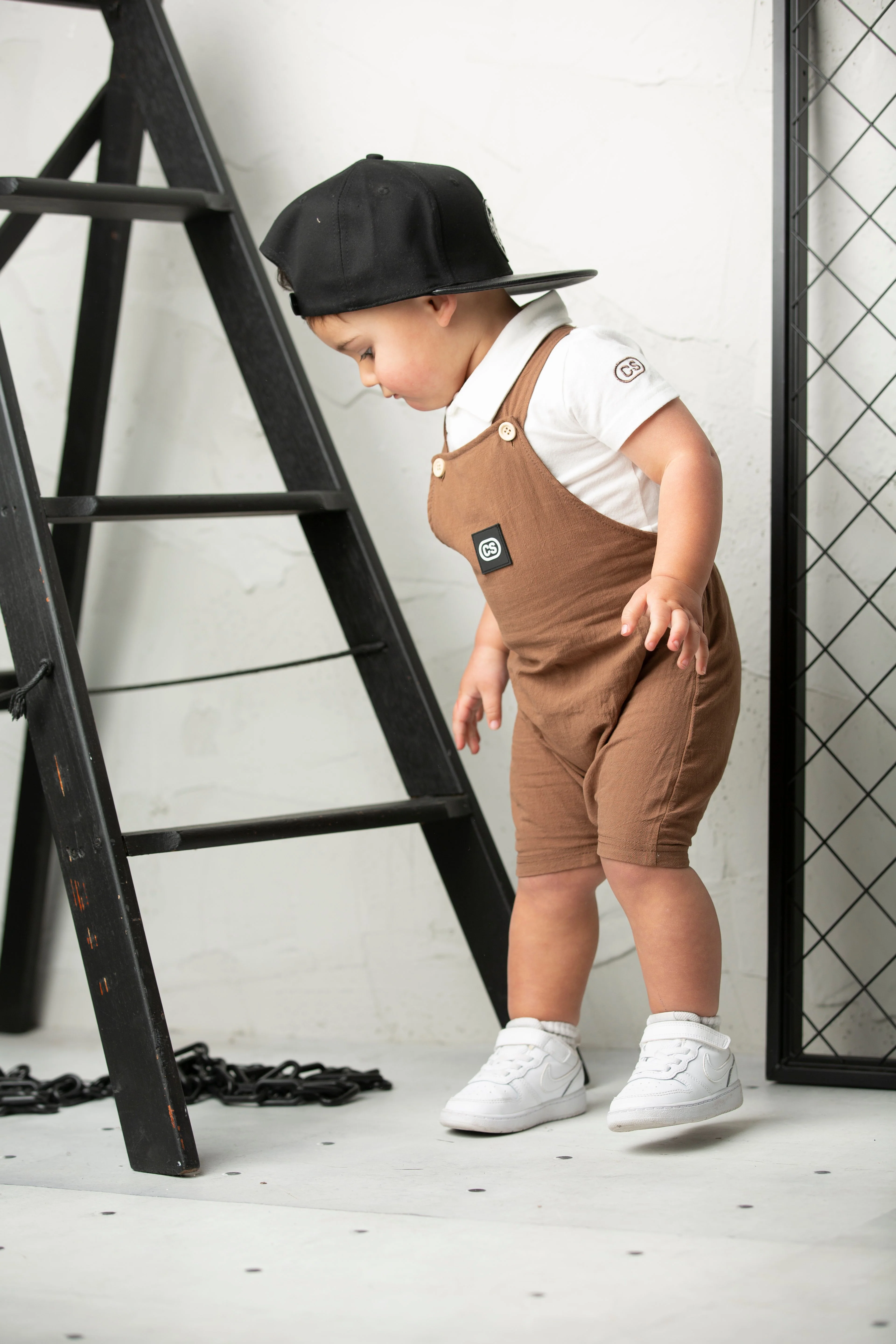 Dash Linen Overall Set - Mocha
