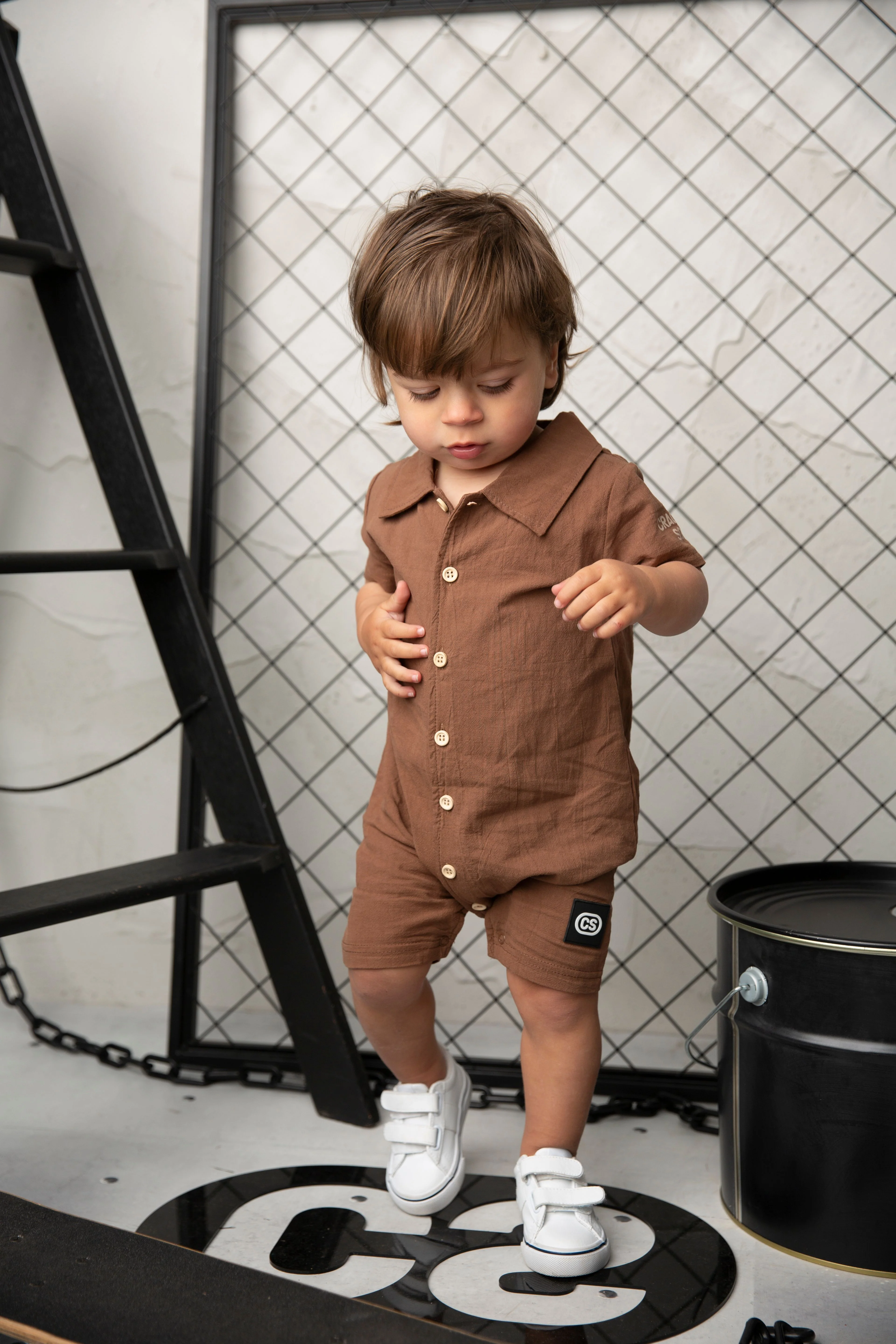 Dash Linen Romper - Mocha