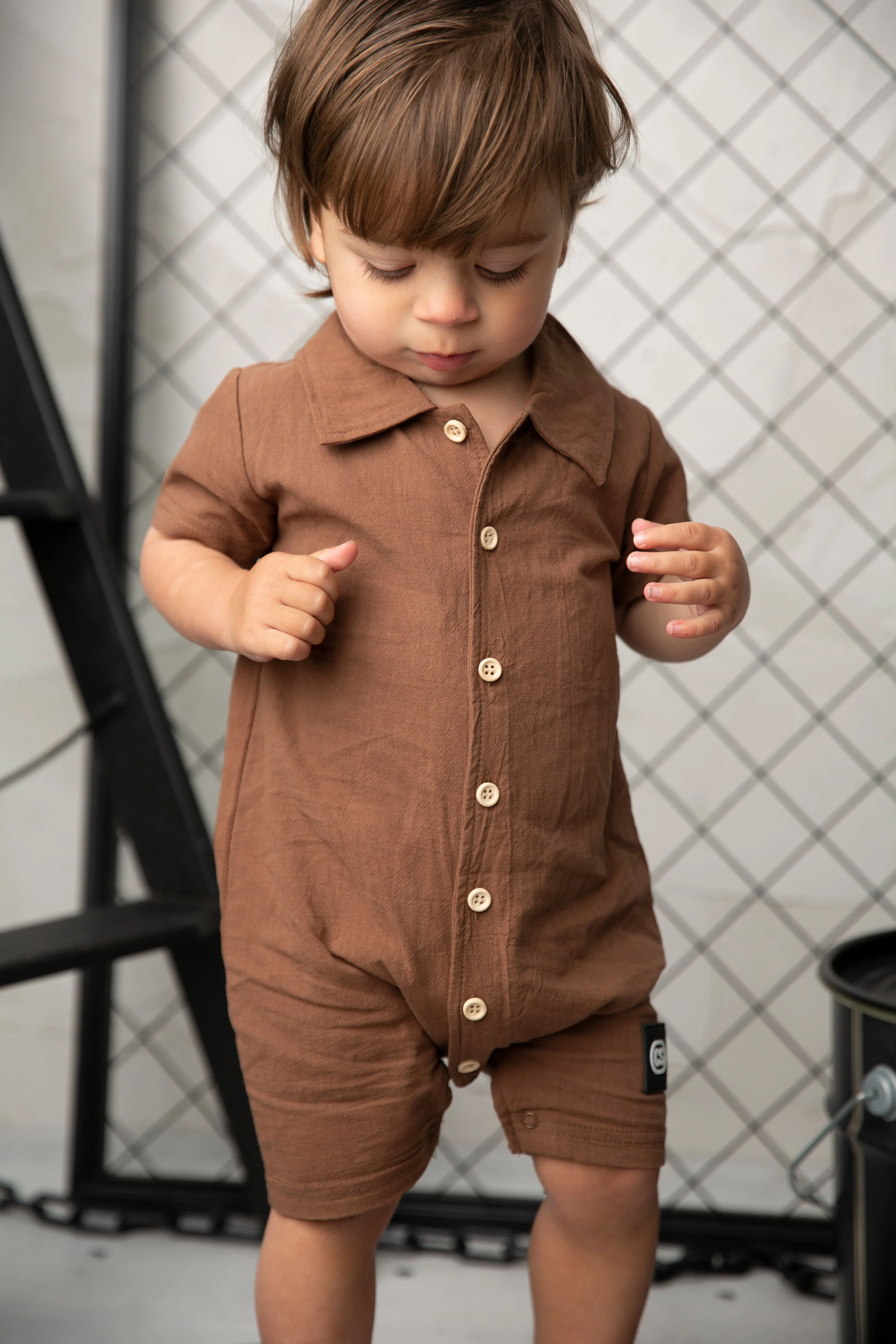 Dash Linen Romper - Mocha - Image 2