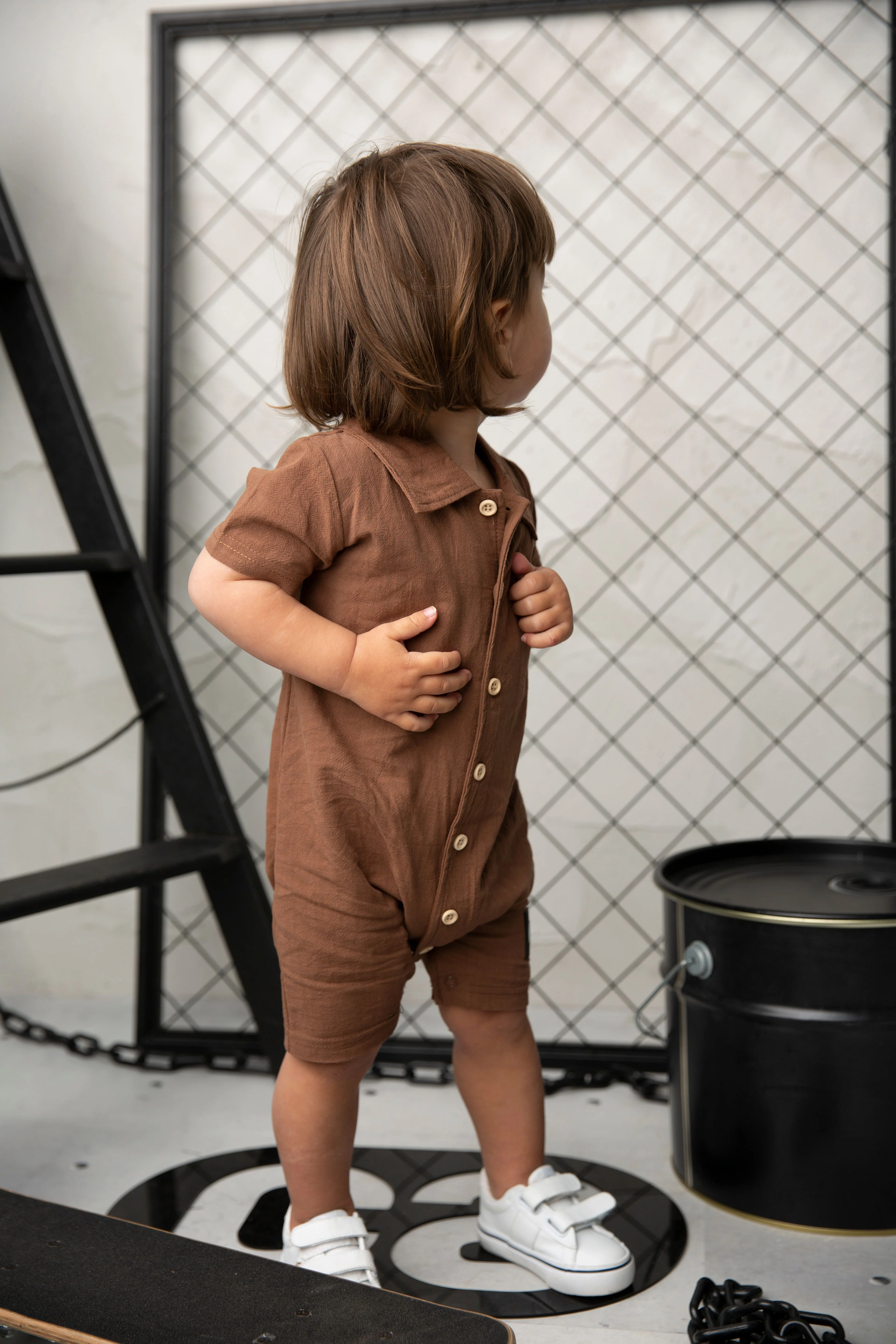 Dash Linen Romper - Mocha - Image 9