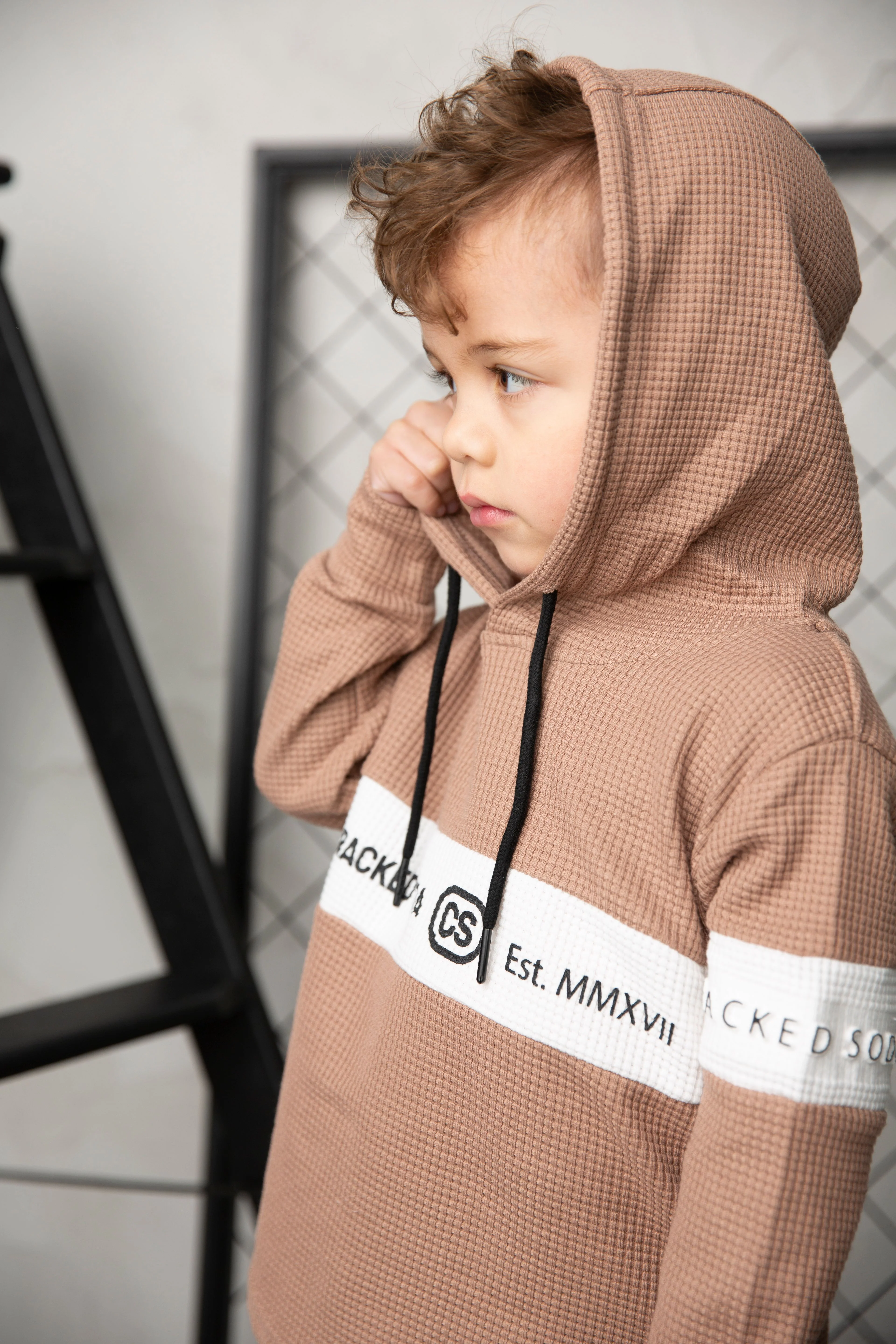 Dash Waffle Hoodie - Mocha - Image 4
