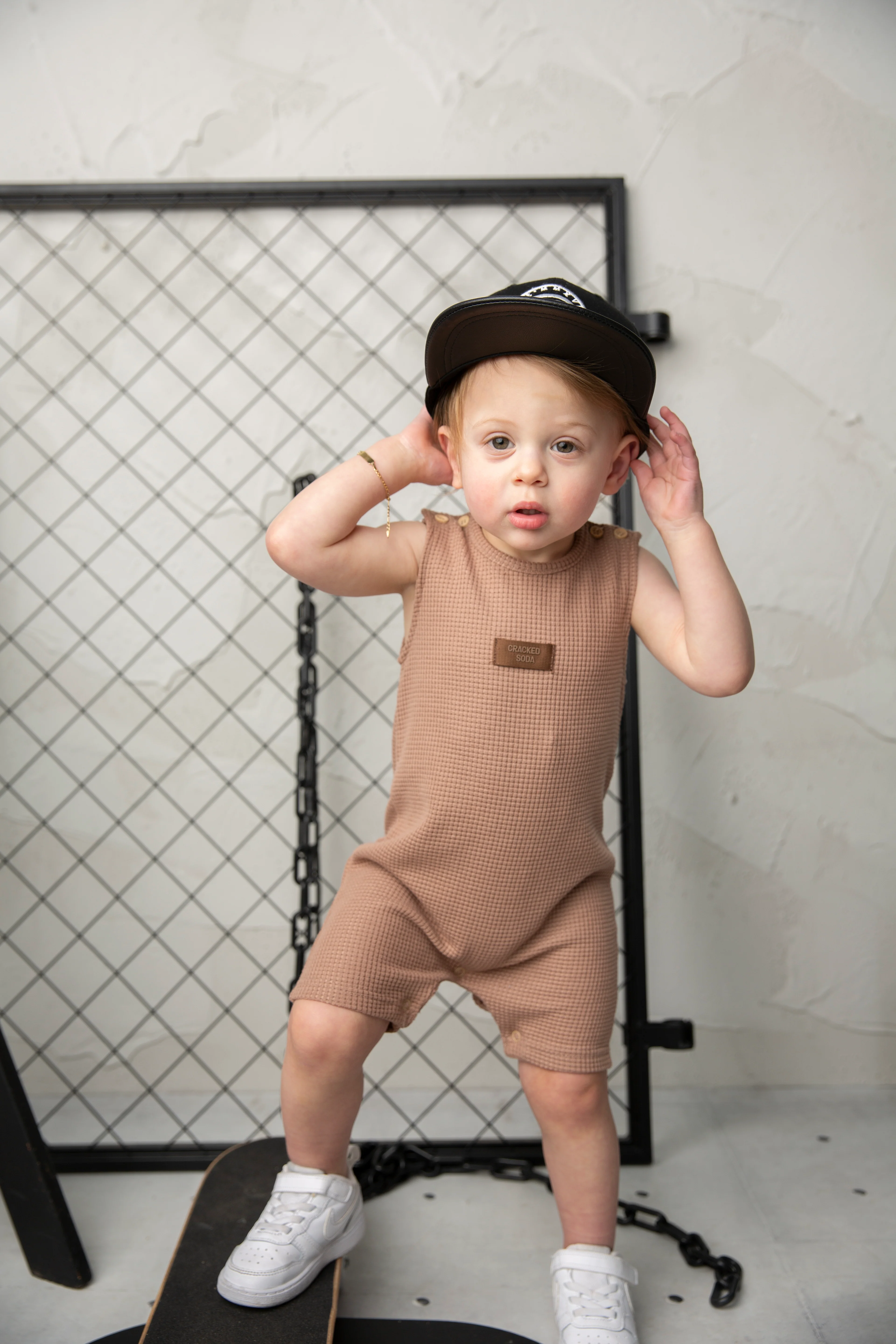 Dash Waffle Romper - Mocha