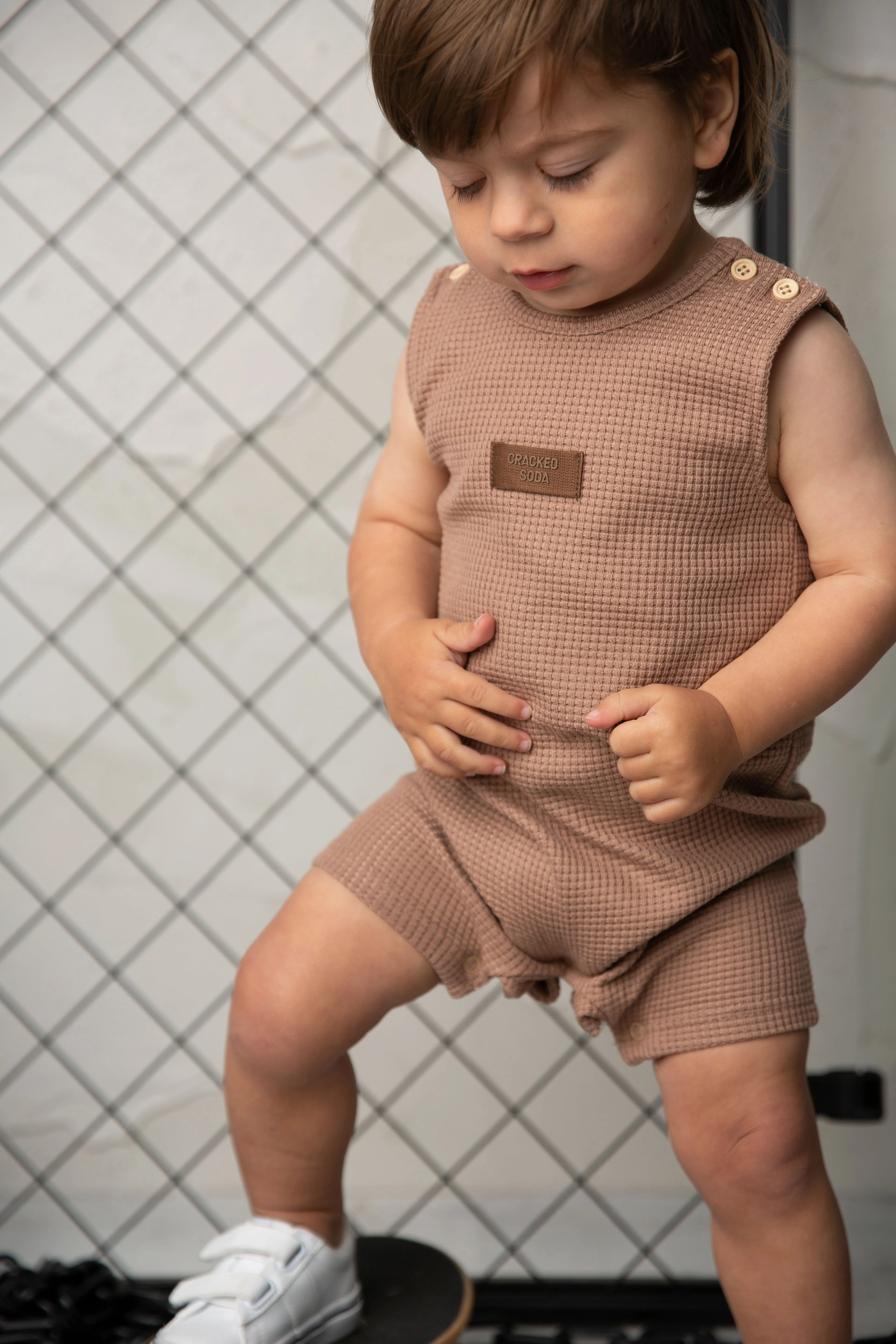 Dash Waffle Romper - Mocha - Image 2