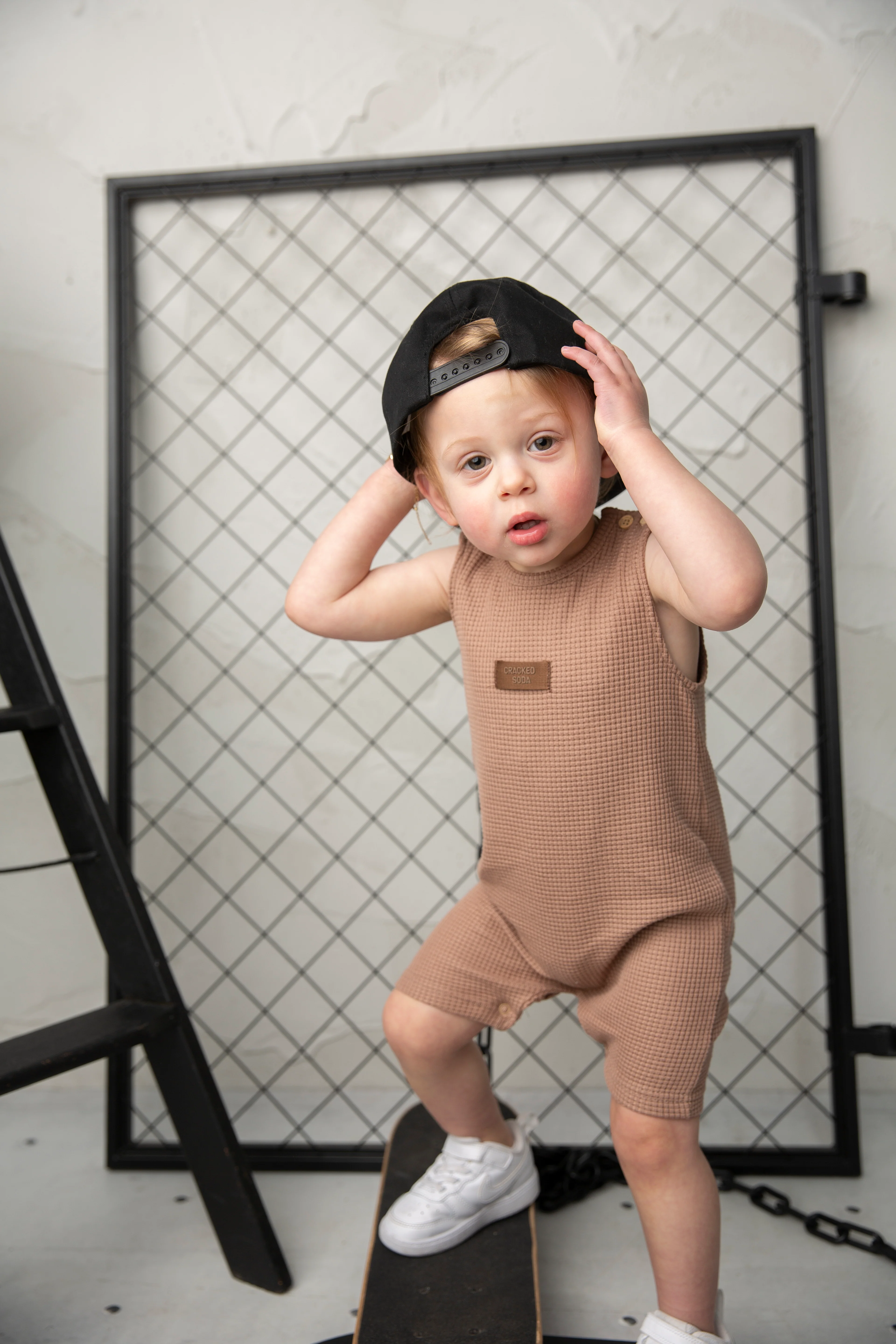 Dash Waffle Romper - Mocha - Image 3