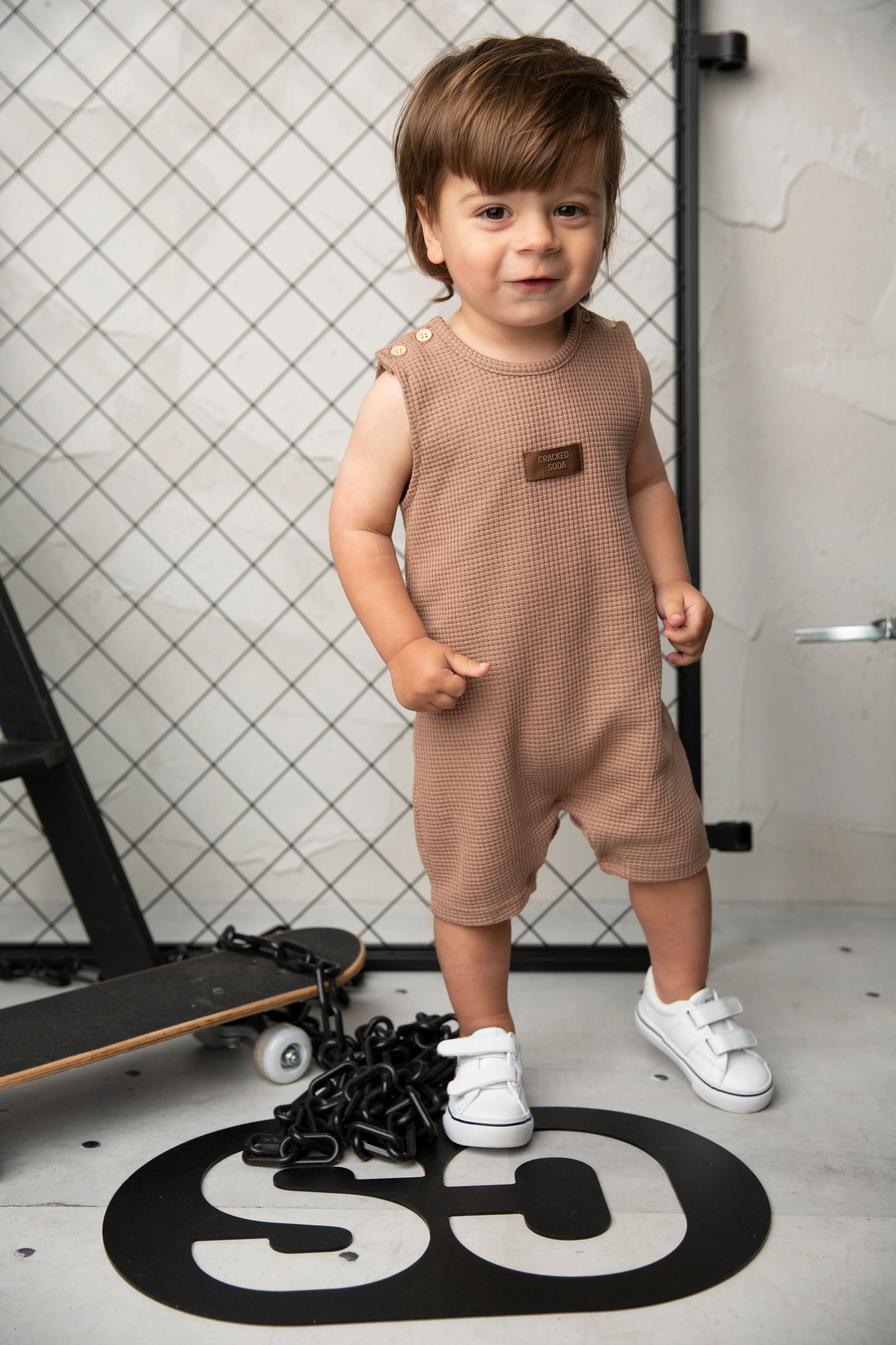 Dash Waffle Romper - Mocha - Image 5