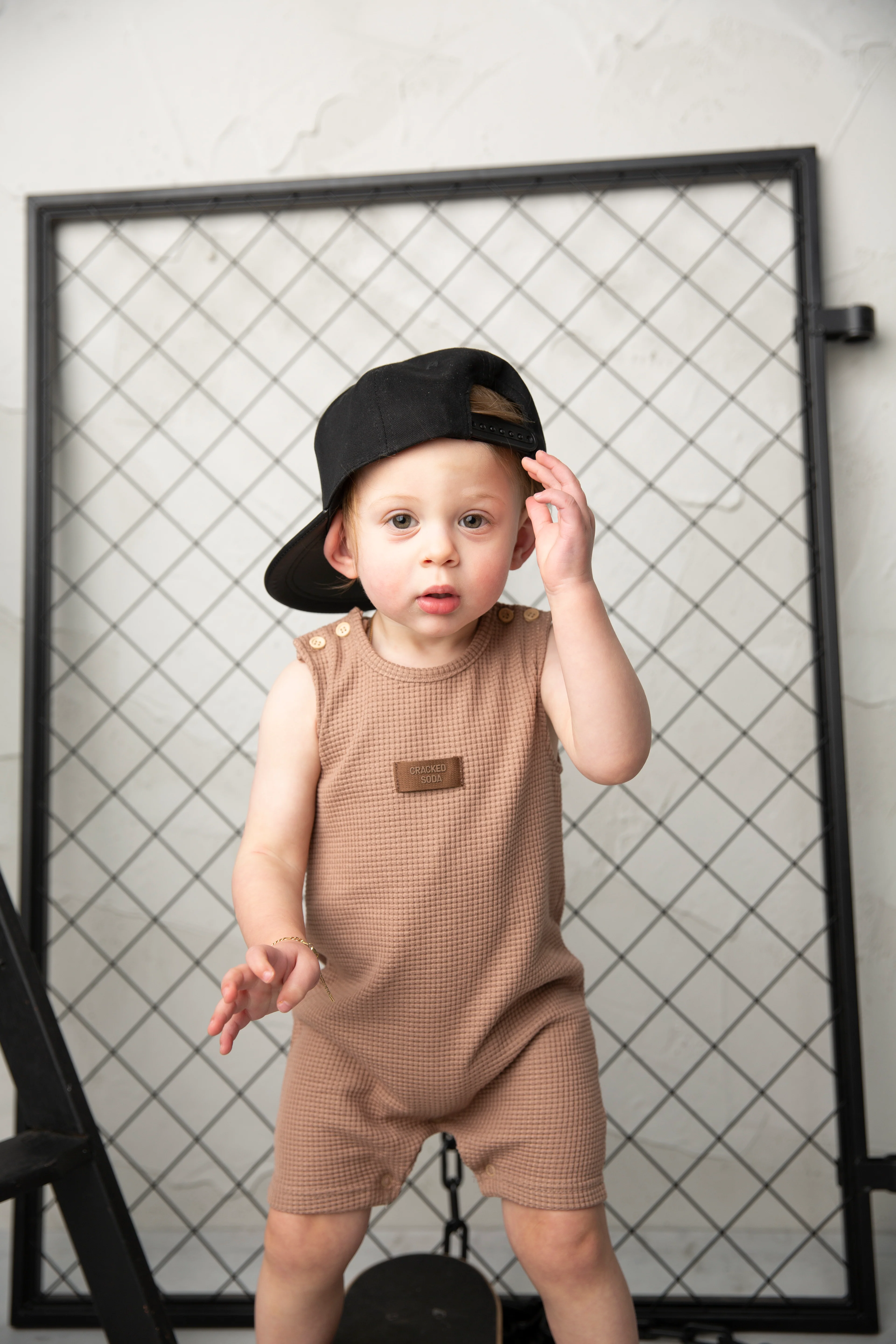 Dash Waffle Romper - Mocha - Image 6