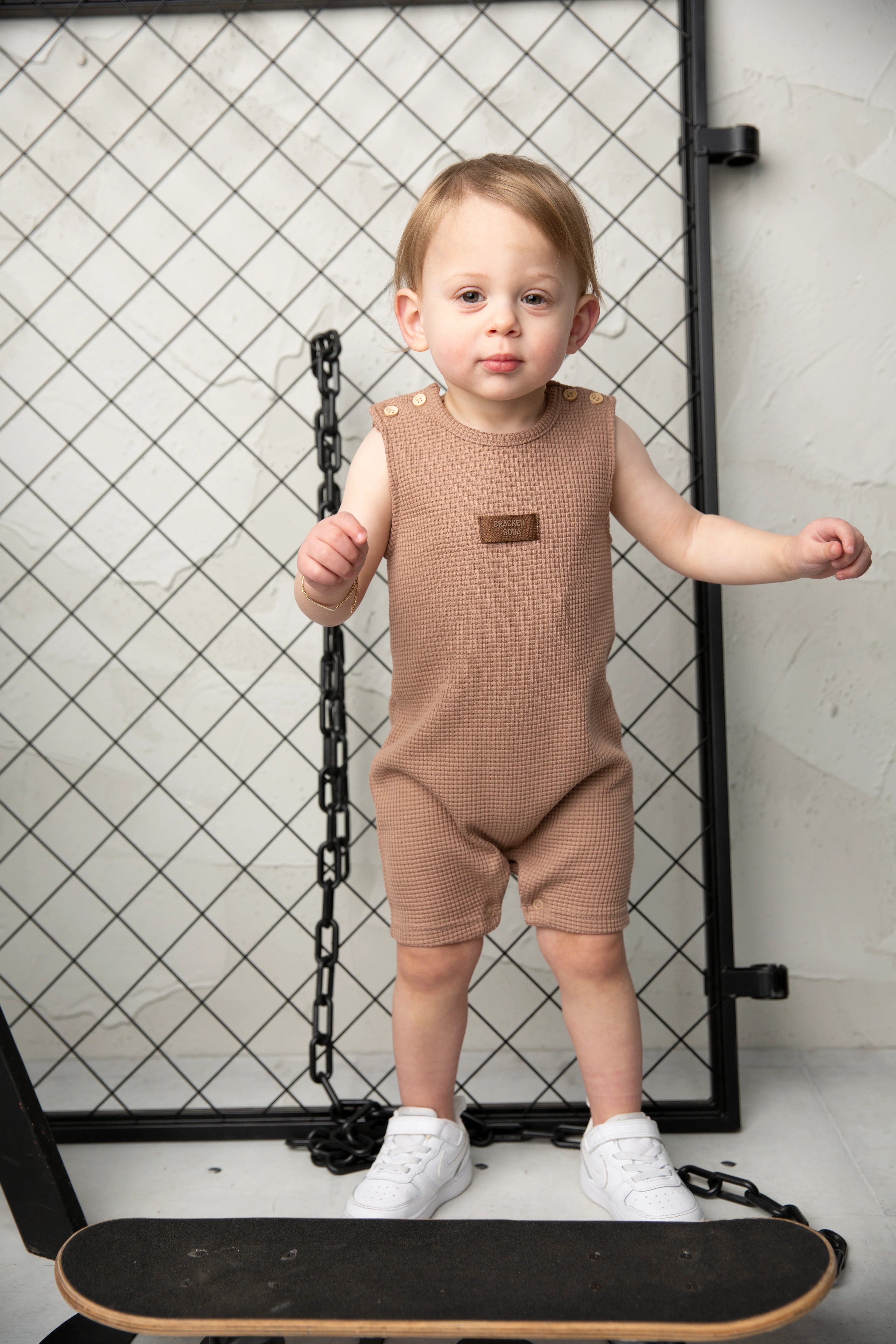 Dash Waffle Romper - Mocha - Image 7