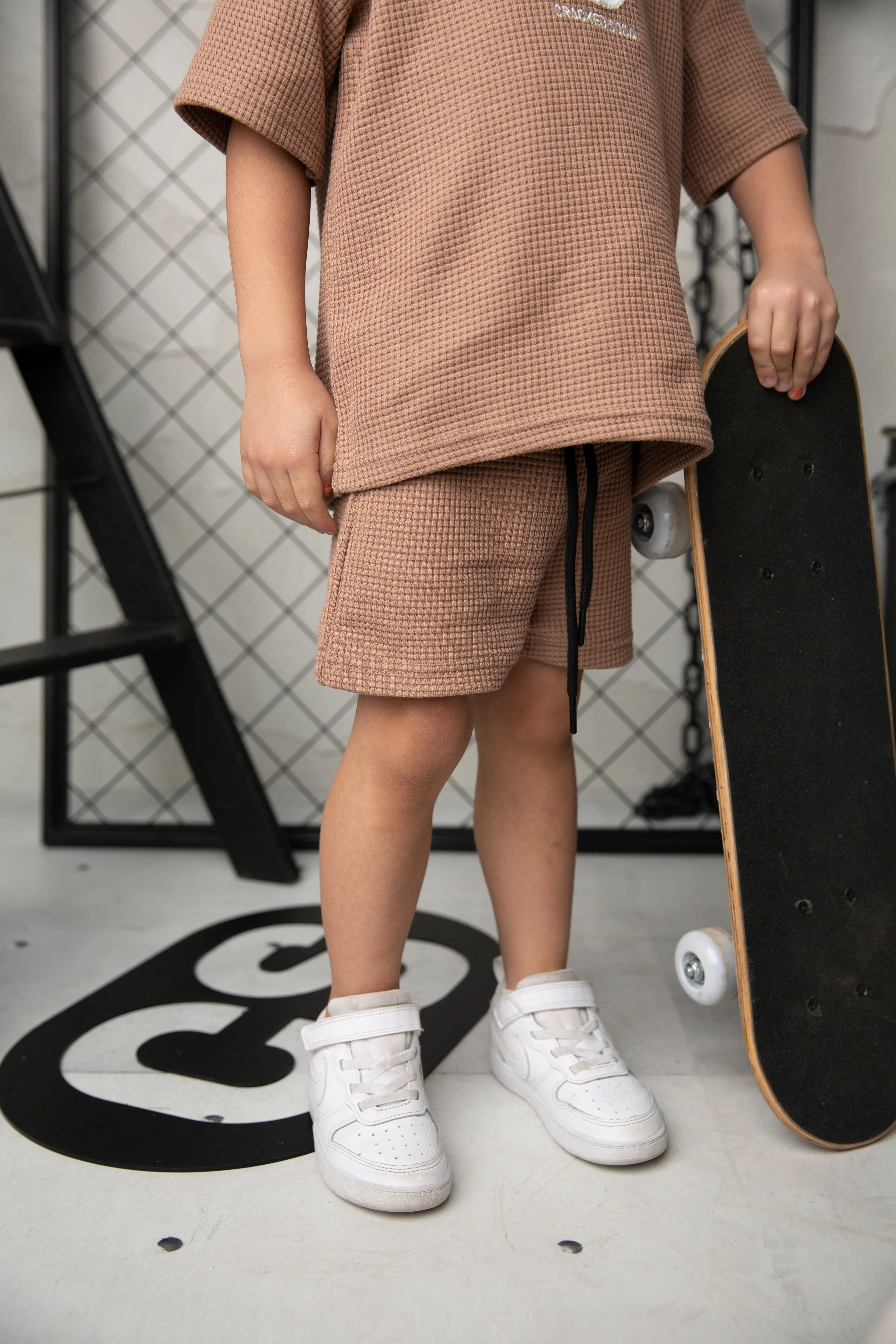 Dash Waffle Shorts - Mocha - Image 2