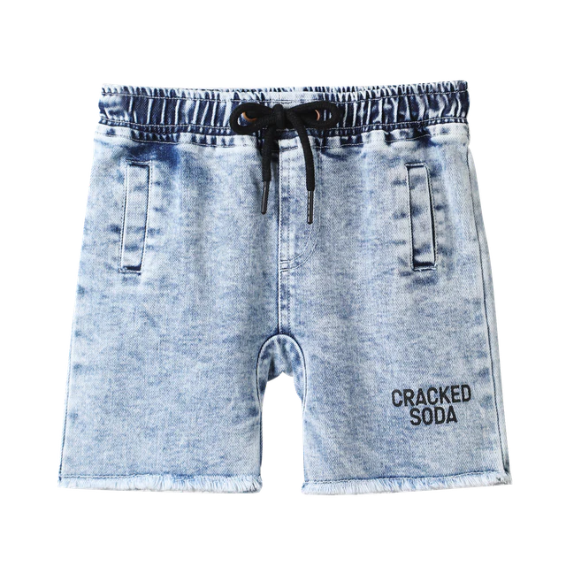 Dustin Cracked Soda Denim Shorts - Blue - Image 3