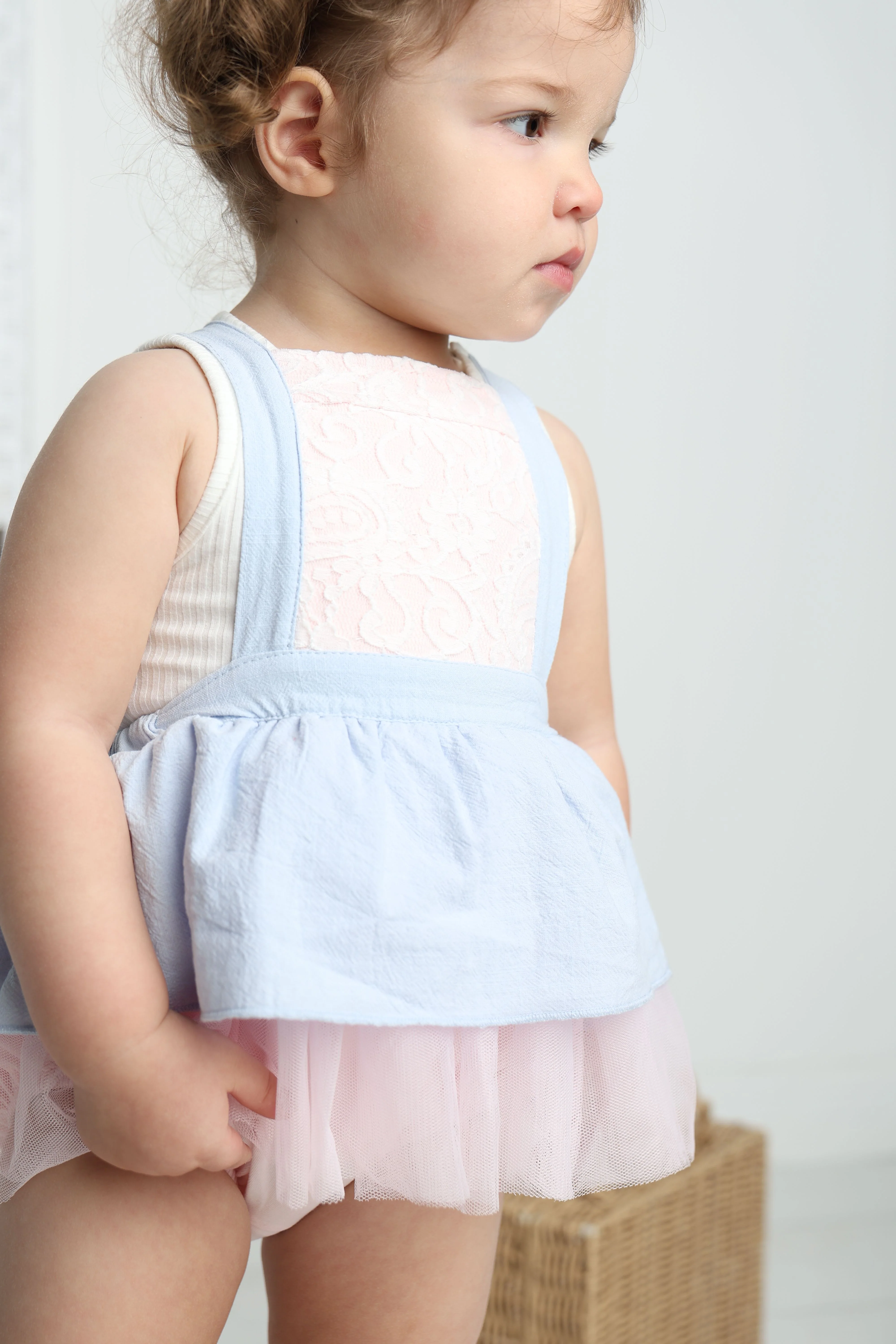 Emma Overall Dress - Blue/Pink - Image 4