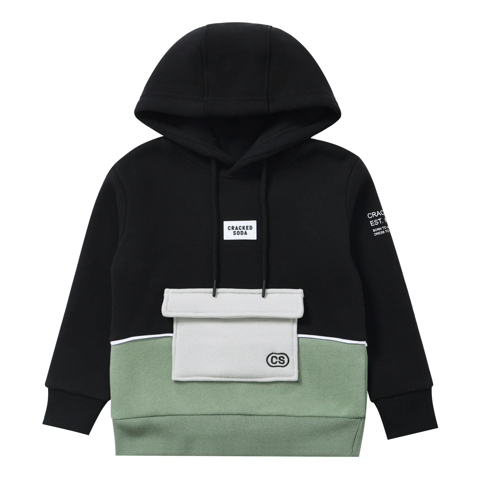 Flint Pocket Hoodie - Black/Olive - Image 4
