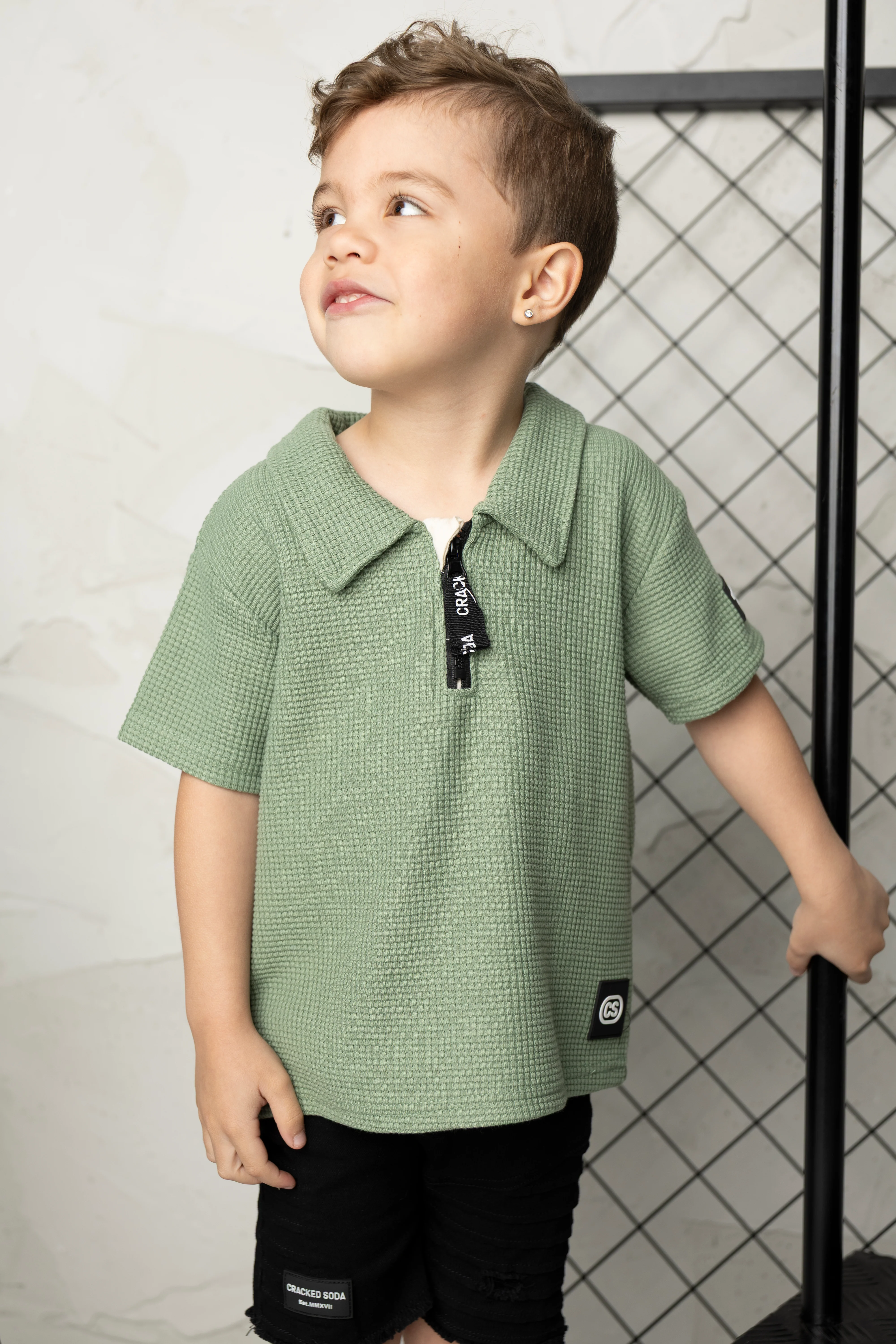 Flint Textured Polo - Olive - Image 2