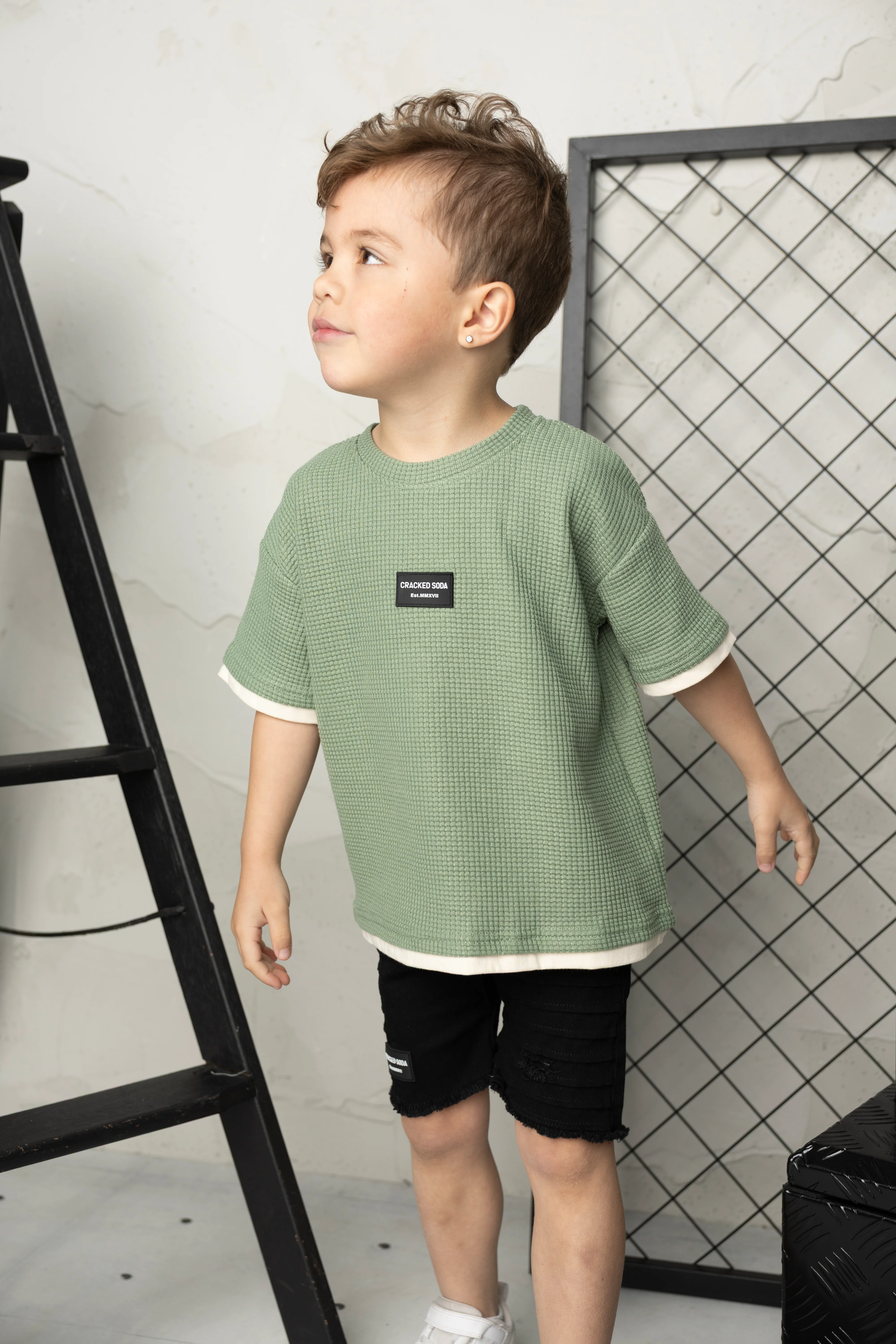 Flint Textured Tee - Olive - Image 2