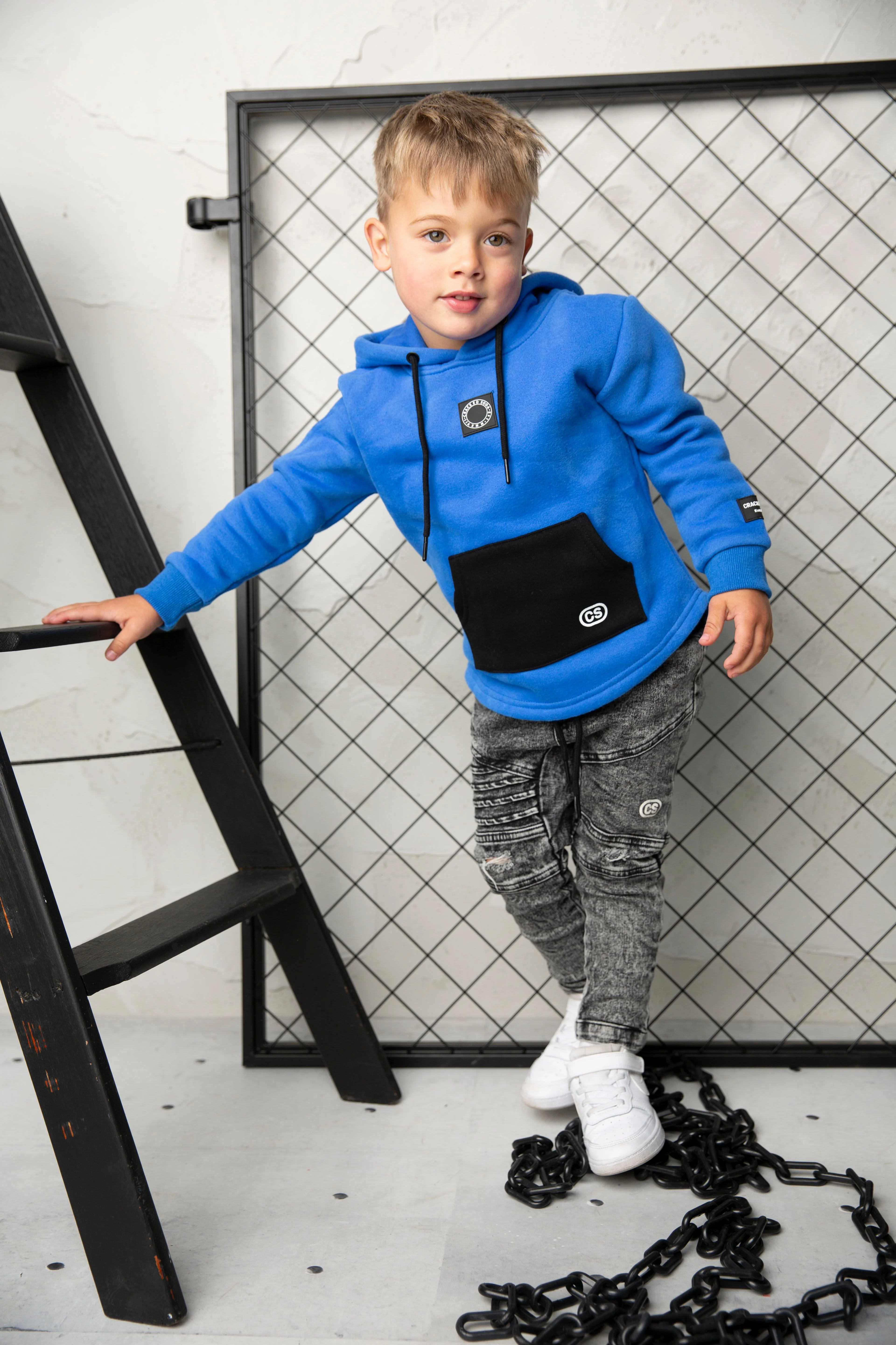 Harlan Detailed Back Hoodie - Electric Blue Mens - Image 5