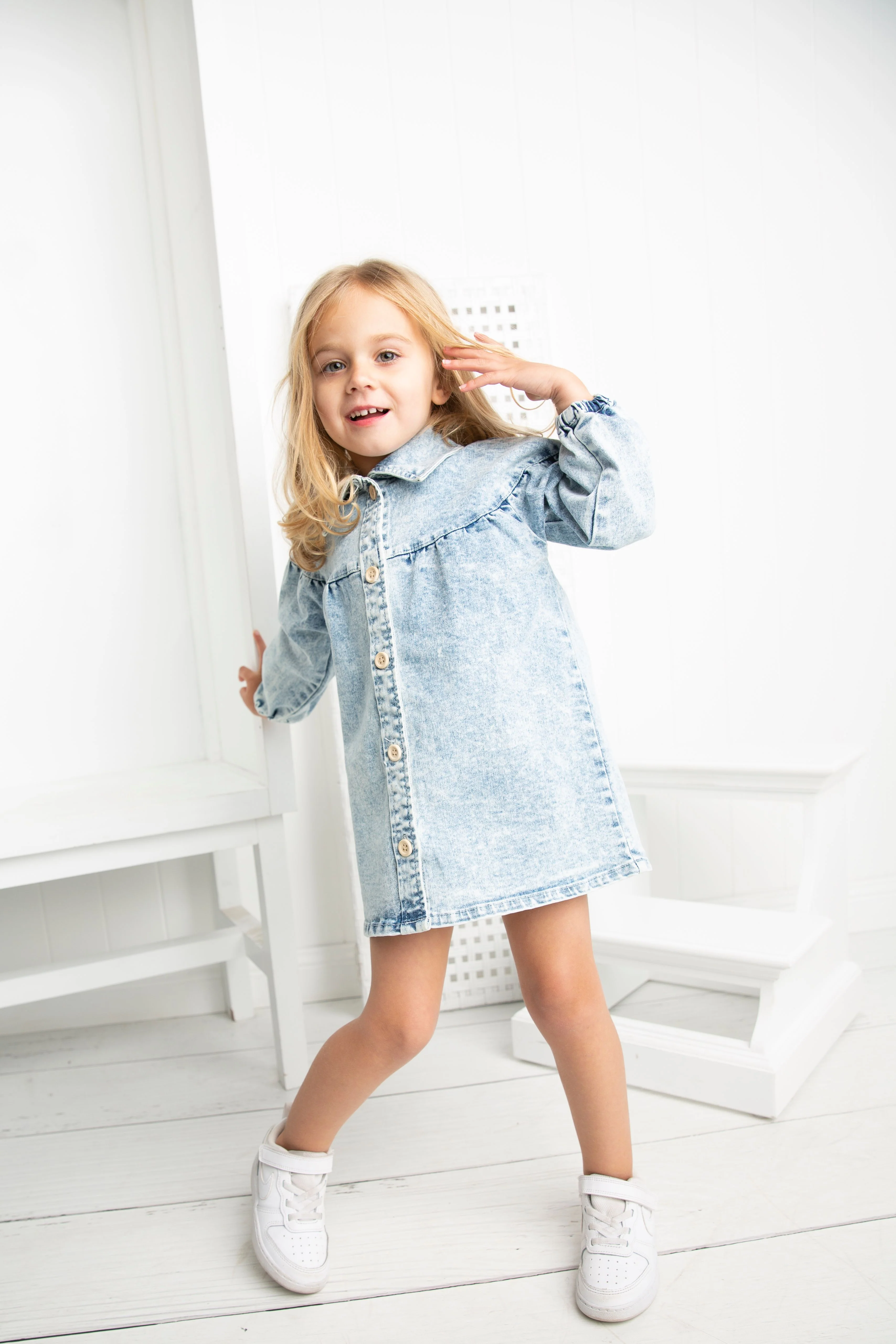 Harper Denim Dress - Denim Blue - Image 3