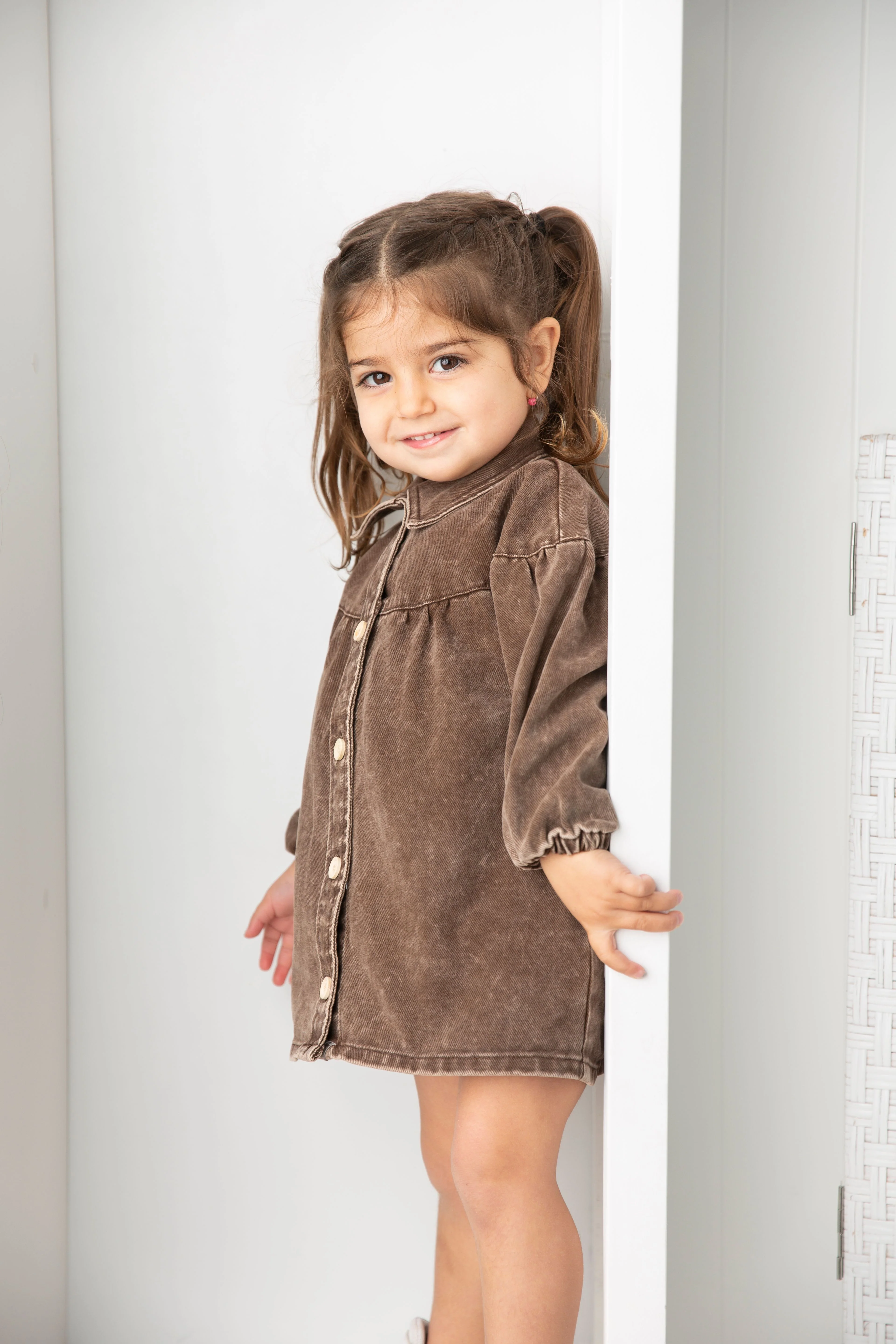 Harper Denim Dress - Denim Brown - Image 4