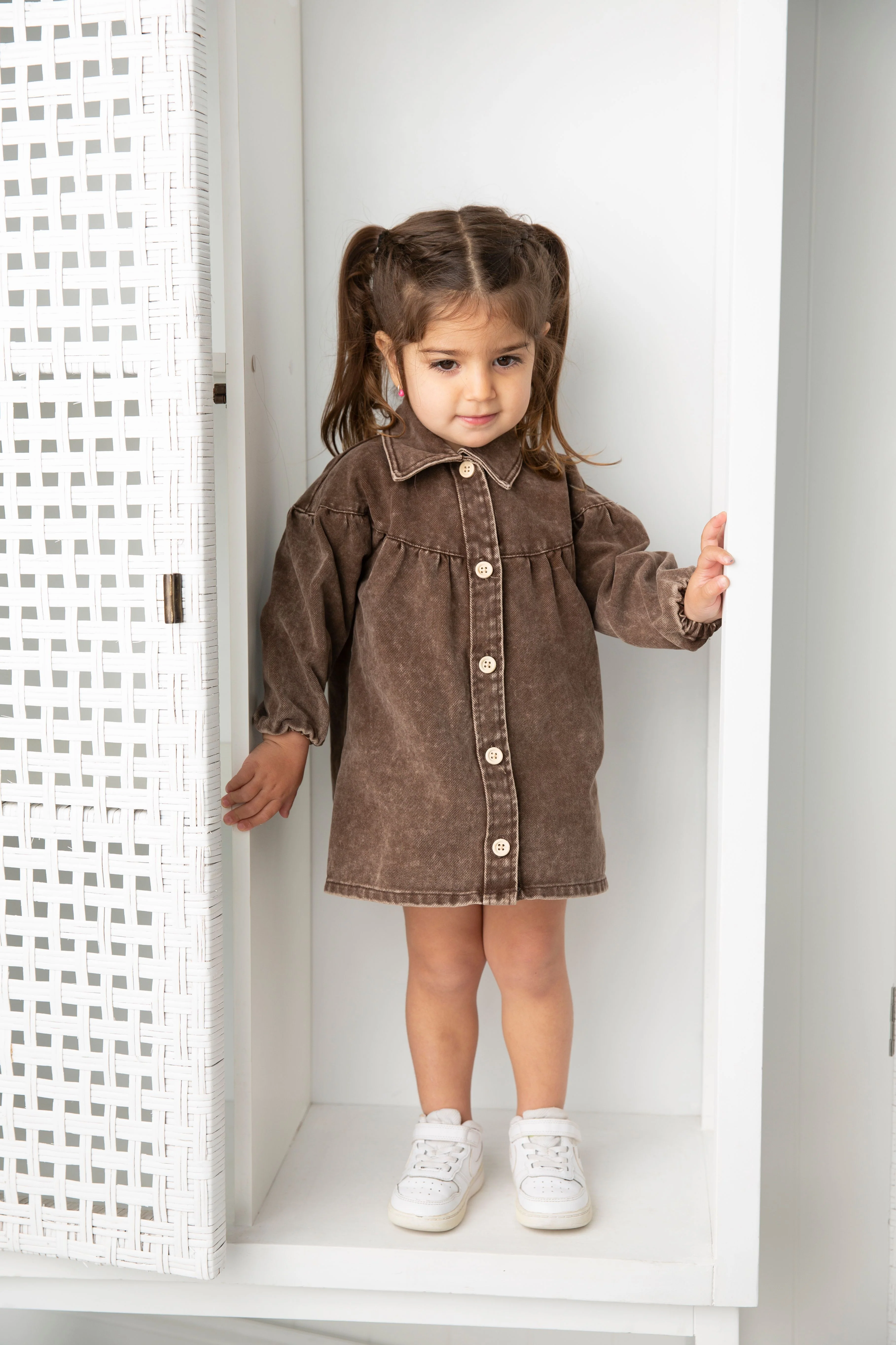 Harper Denim Dress - Denim Brown - Image 5