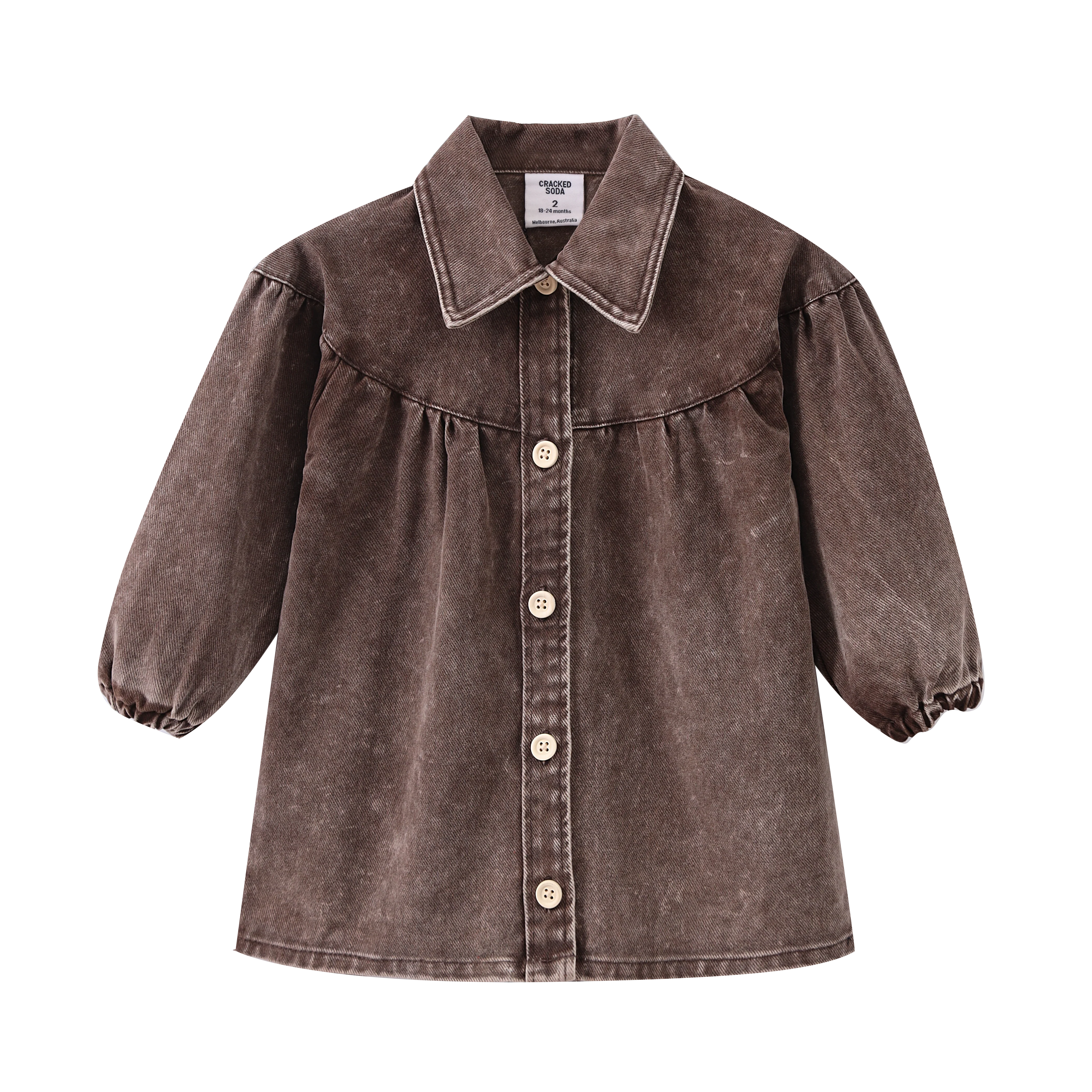 Harper Denim Dress - Denim Brown - Image 8