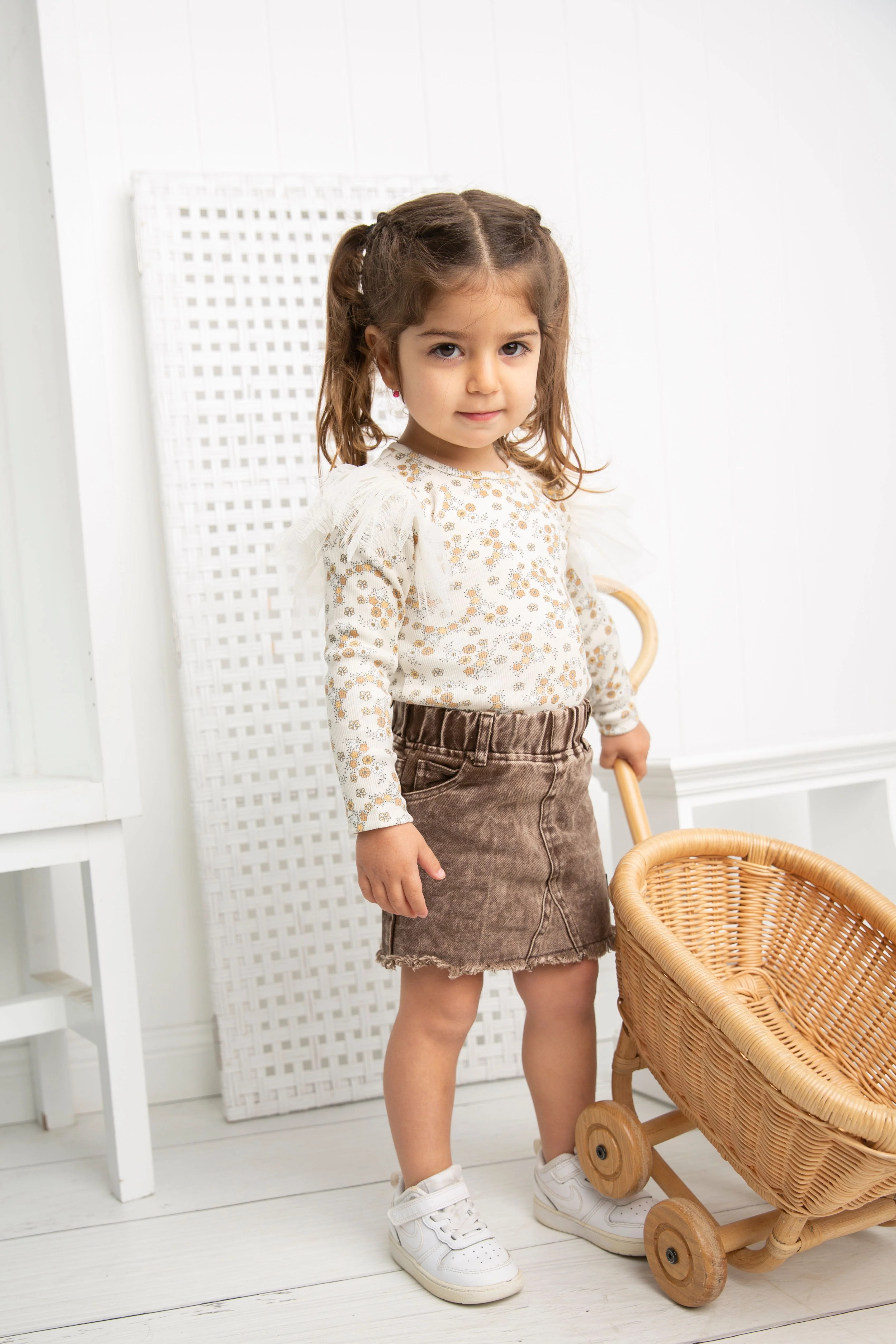 Harper Denim Skirt - Denim Brown