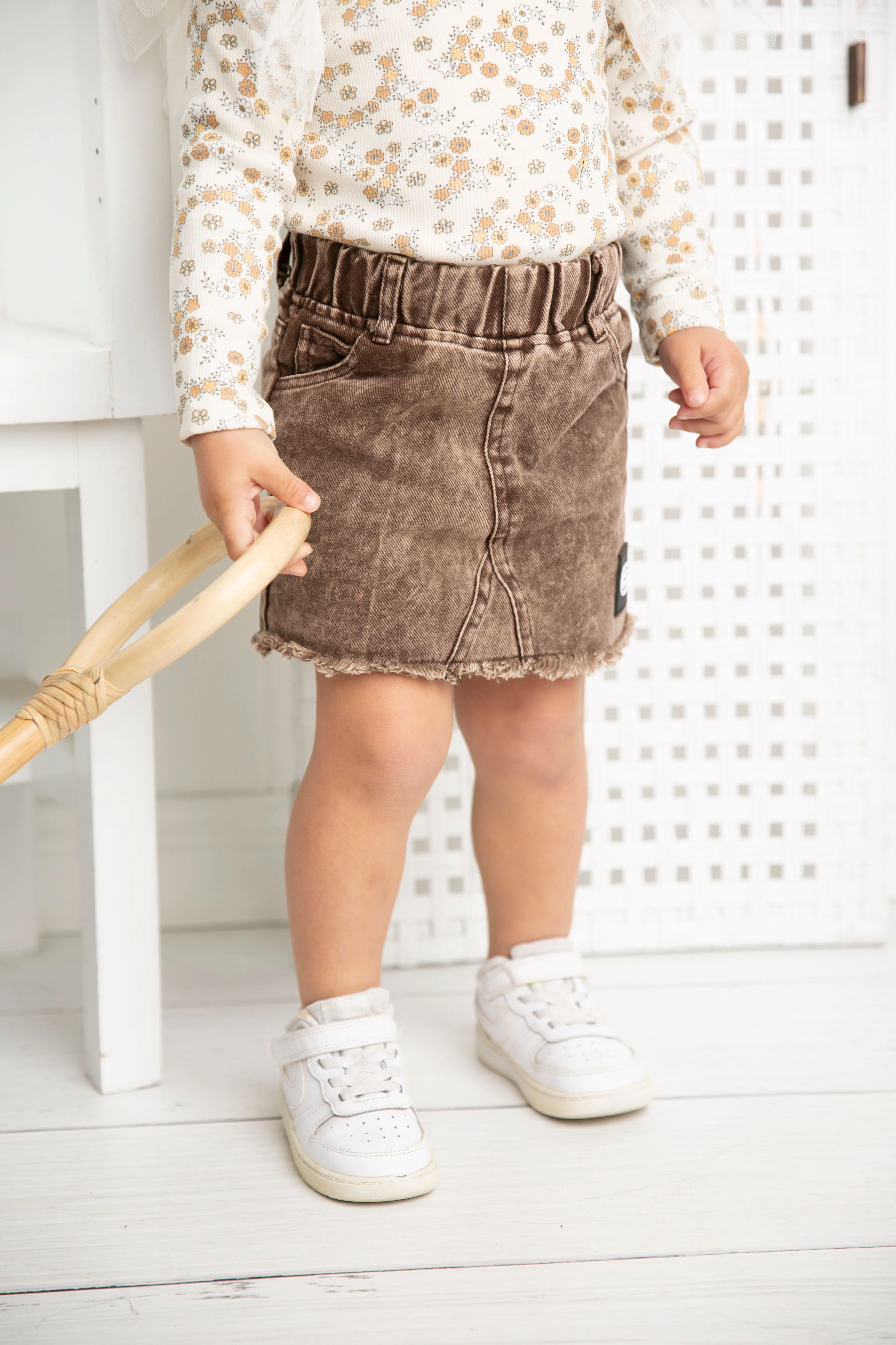 Harper Denim Skirt - Denim Brown - Image 5